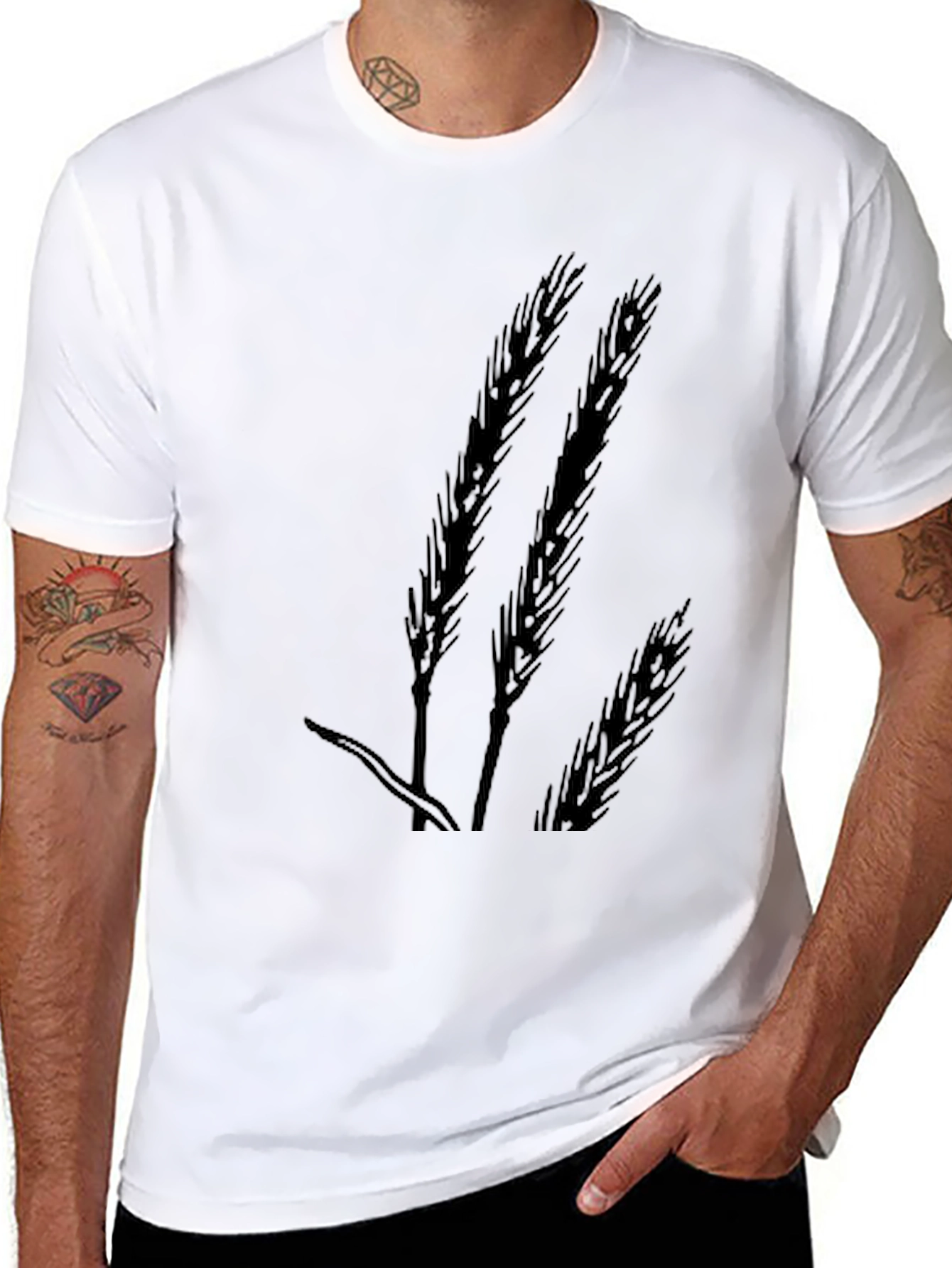 Black Wheat Silhouette Black T-Shirt view 8