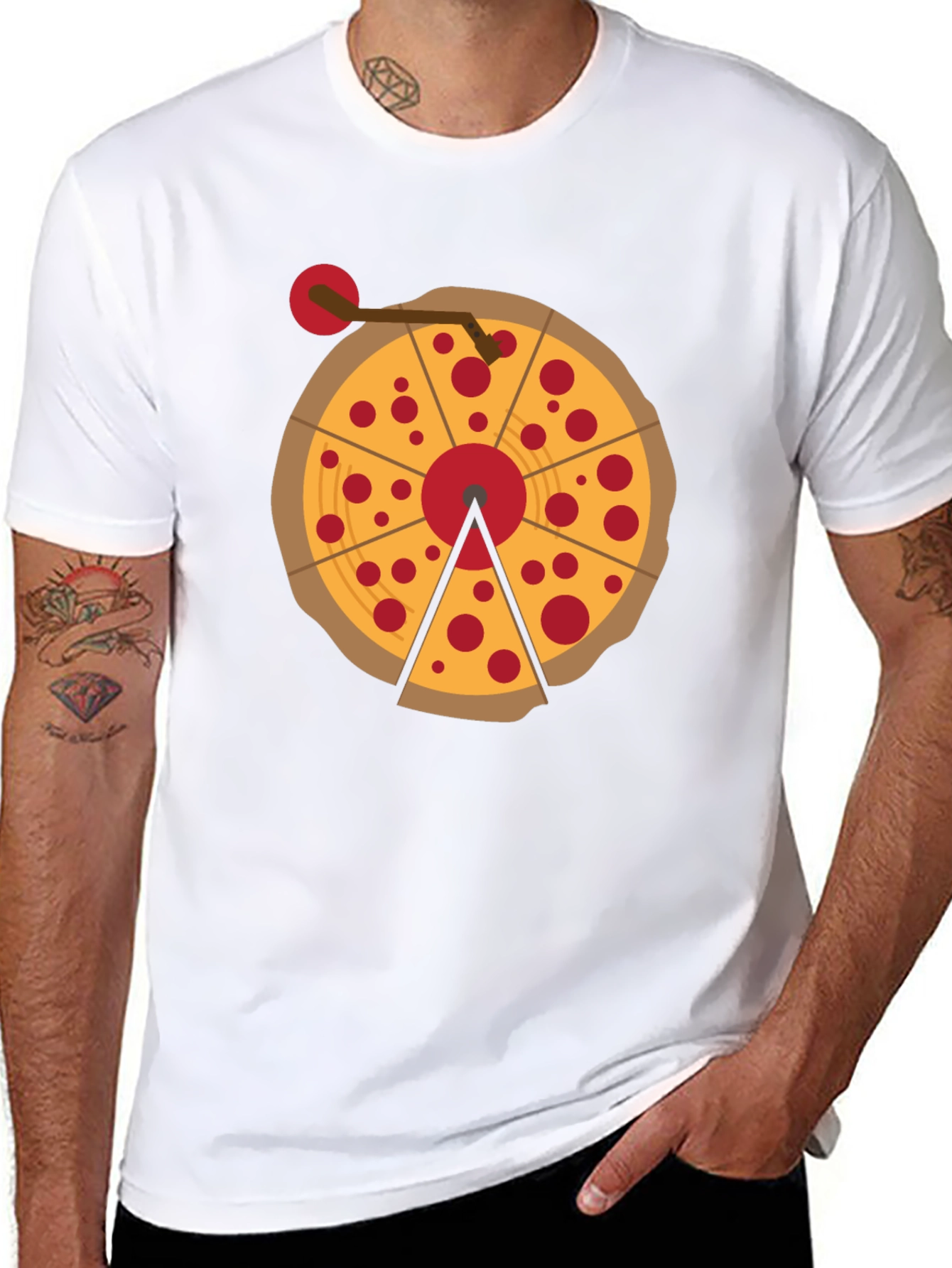 Black Pizza Turntable Graphic Tee - DJ Foodie T-Shirt view 8