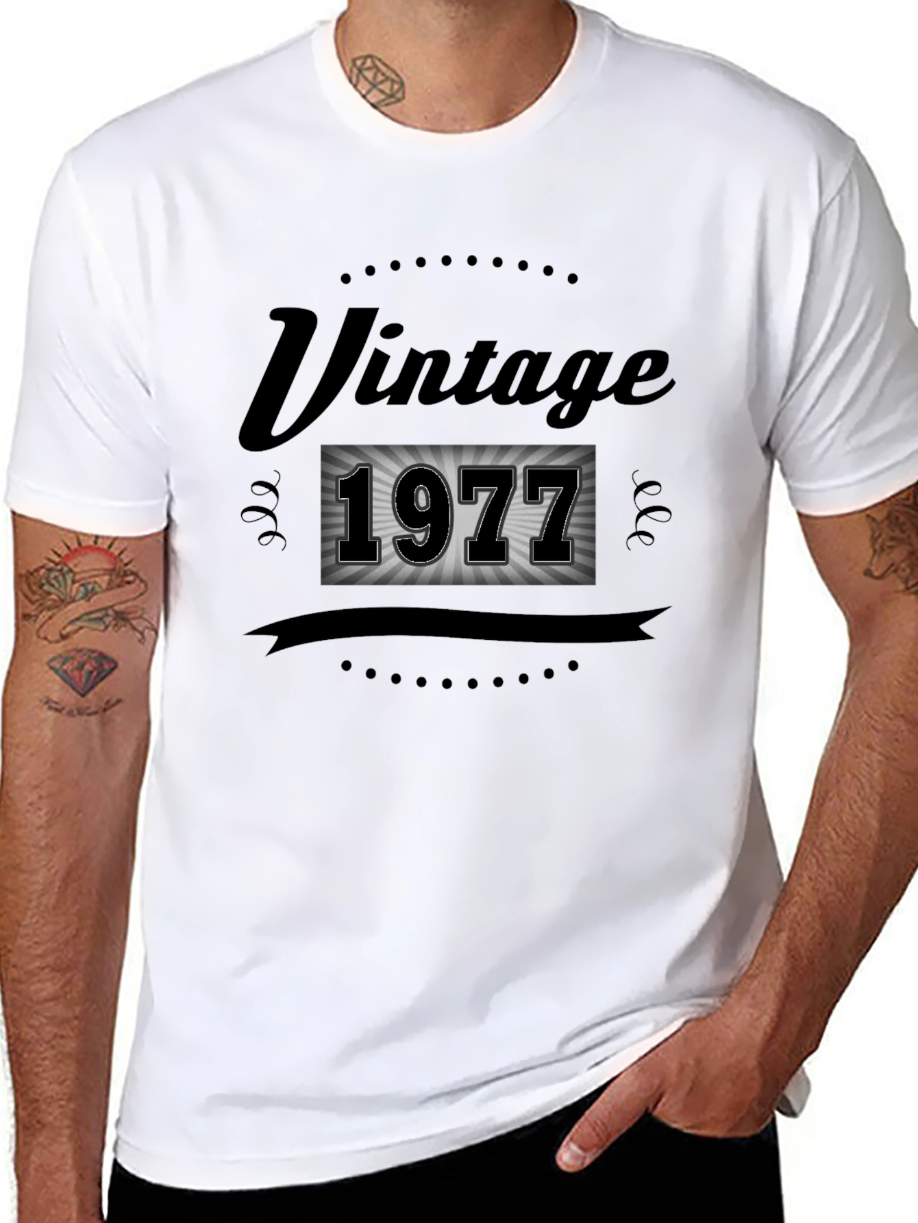 Black Vintage 1977 Graphic Tee - Retro Style view 8