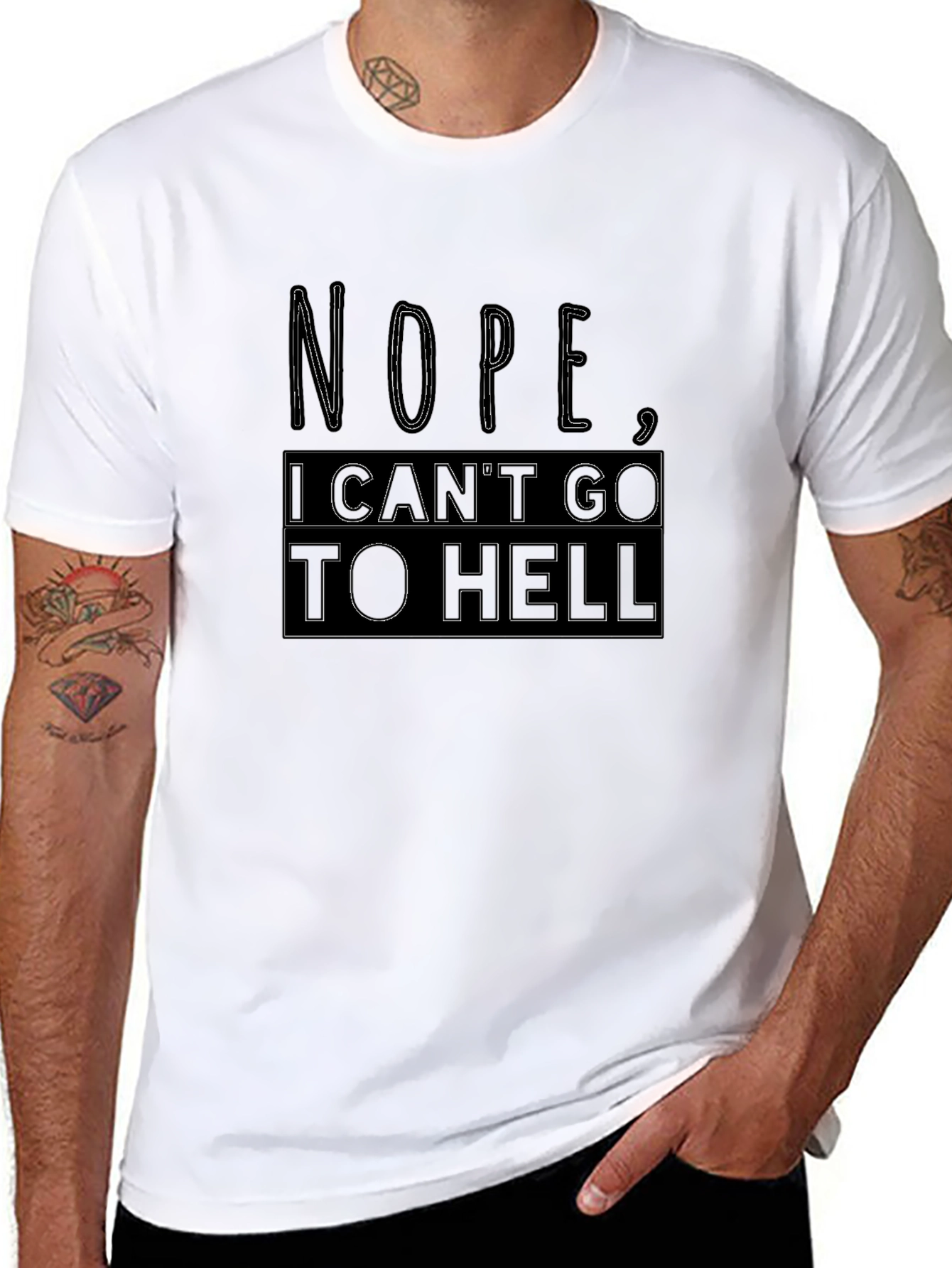 Black Nope, I Can't Go To Hell Funny Graphic Tee view 8