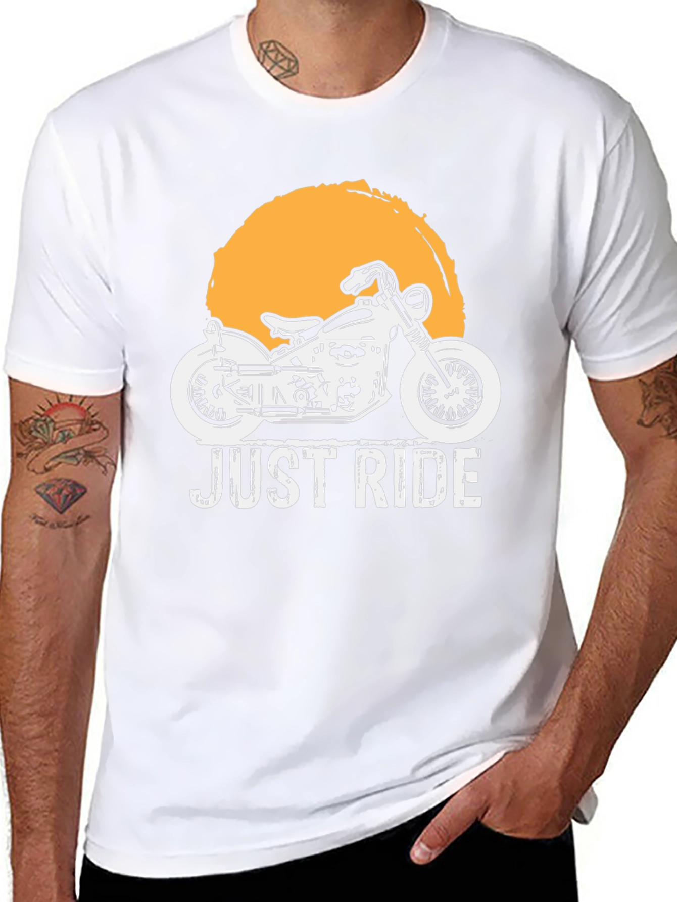 Black Just Ride Motorcycle Graphic T-Shirt view 8