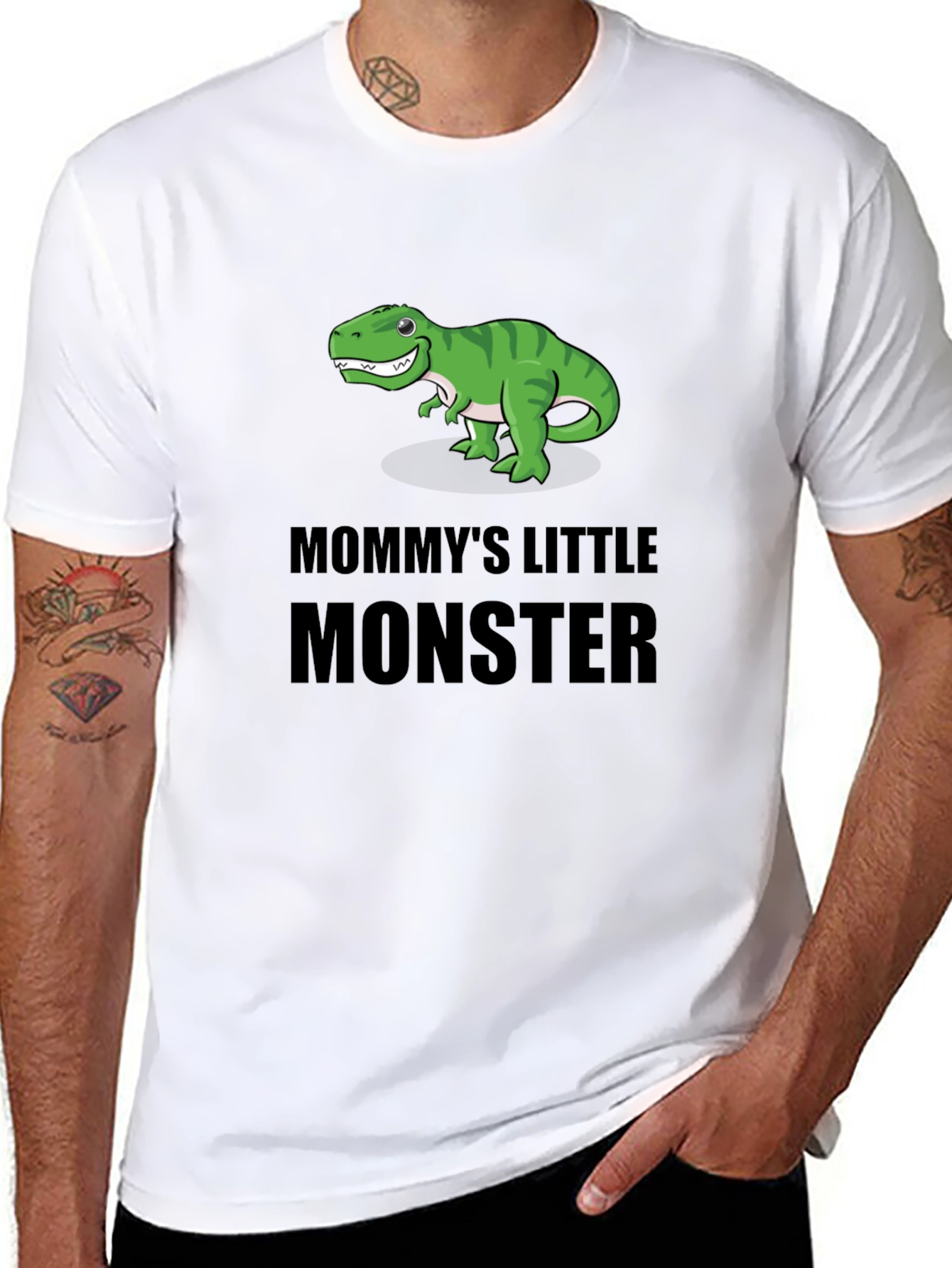 Black Mommy's Little Monster Dinosaur T-Shirt view 8