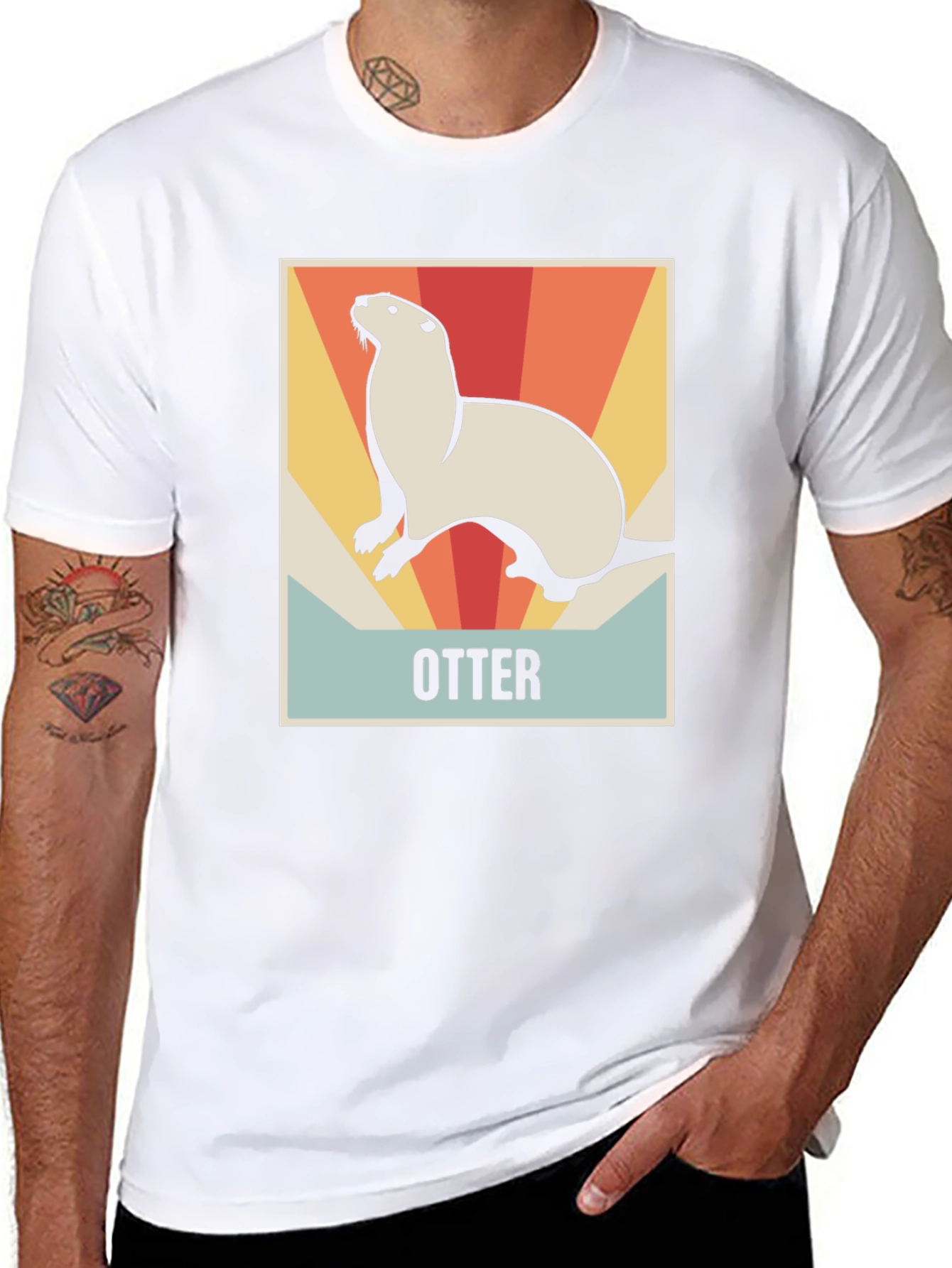 Black Retro Otter Graphic Tee - Soft Cotton Blend view 8