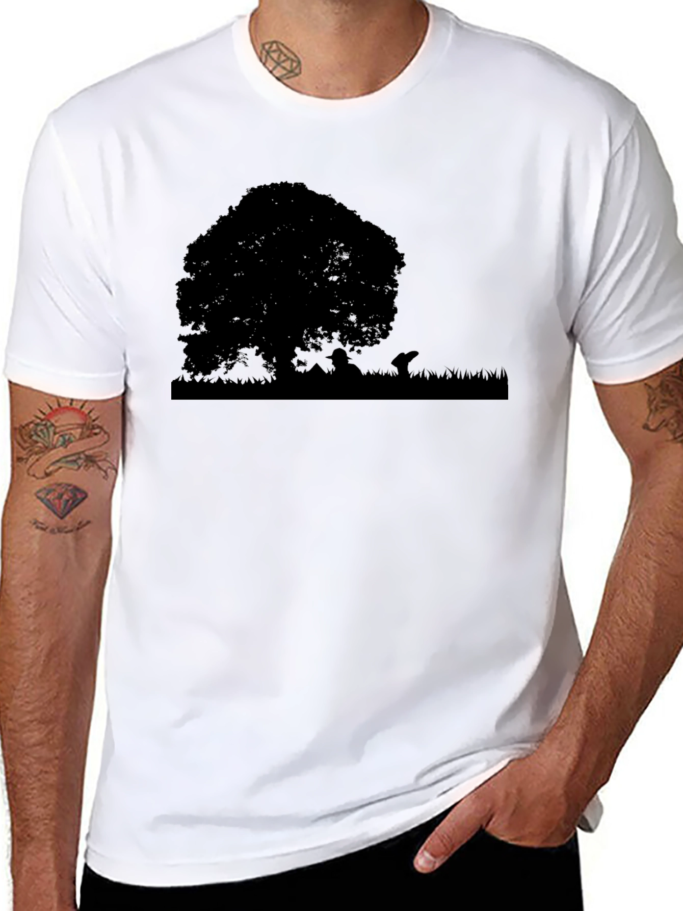 Black Silhouette Tree Graphic Tee - Black view 8