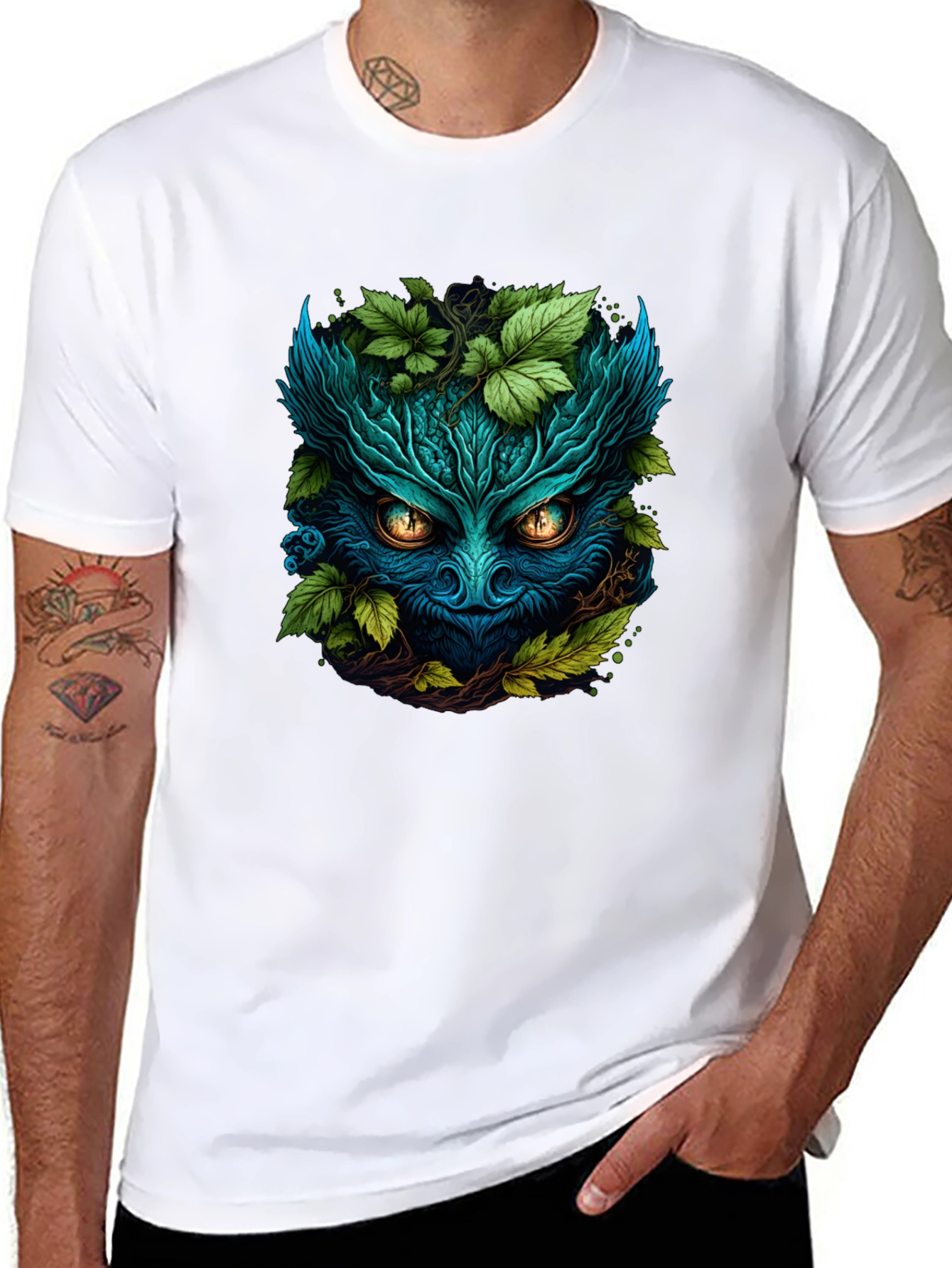 Black Mystic Green Spirit T-Shirt - Nature Inspired Tee view 8