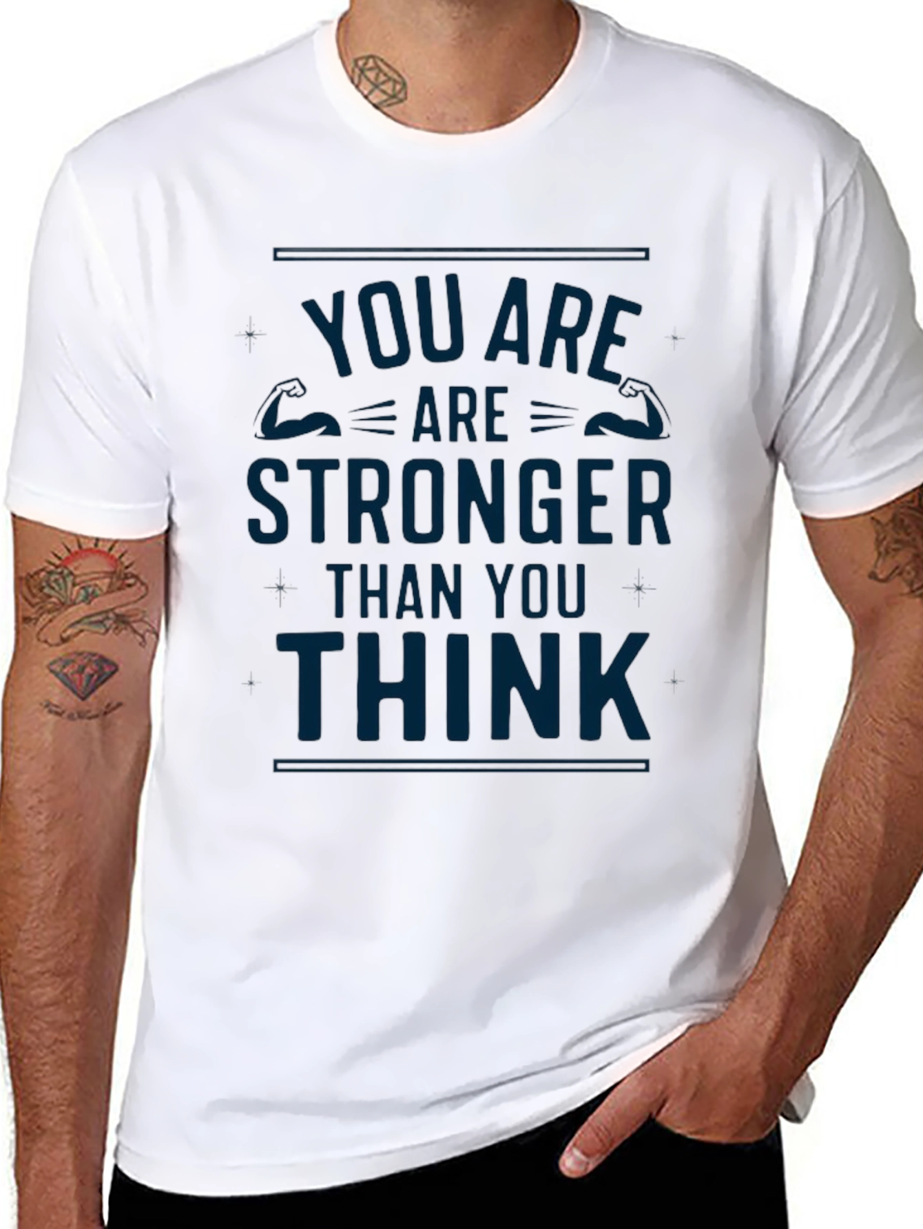 Black Motivational 'You Are Stronger Than You Think' Black T-Shirt view 8