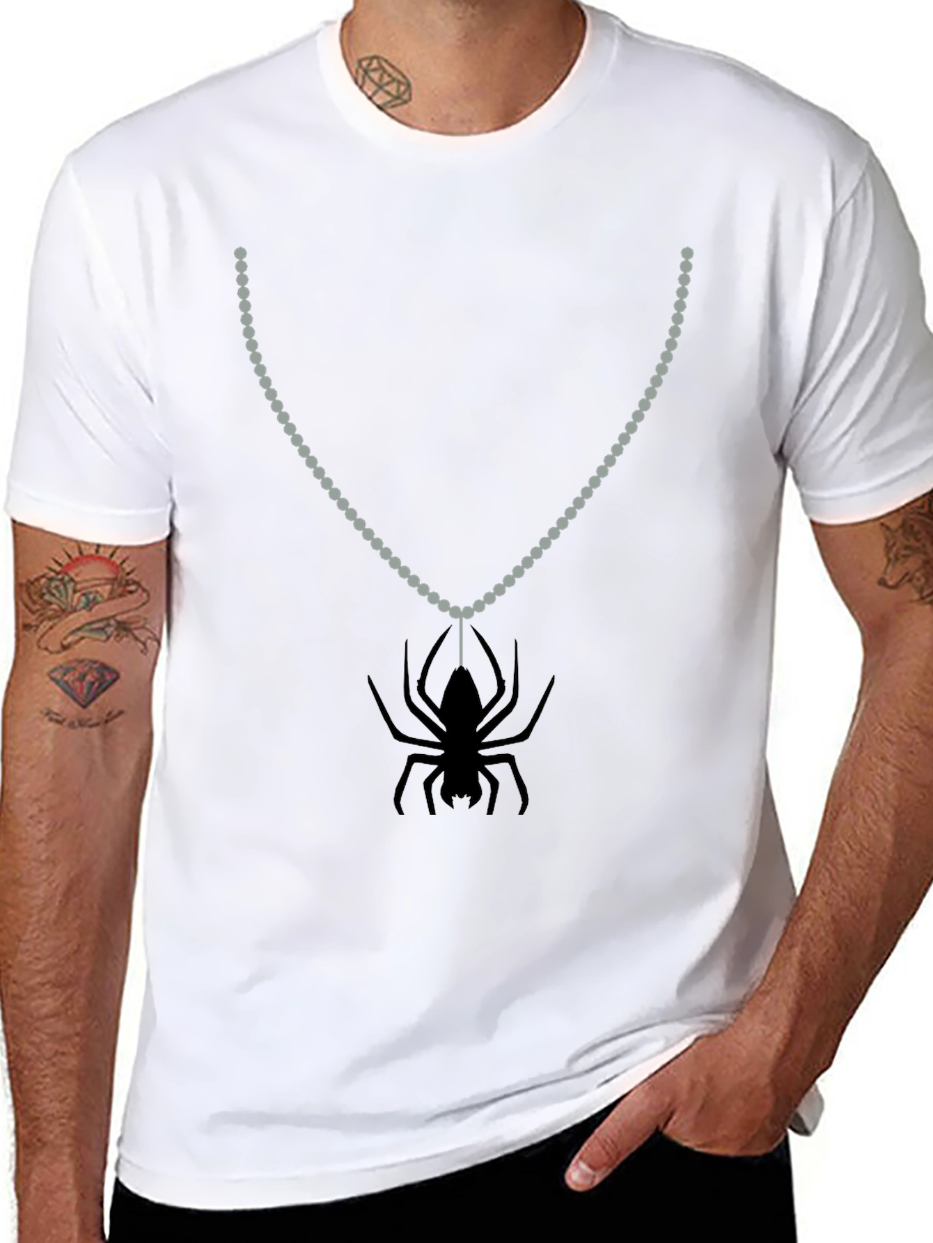 Black Spider Pendant Tee - Creepy Cool Style view 8