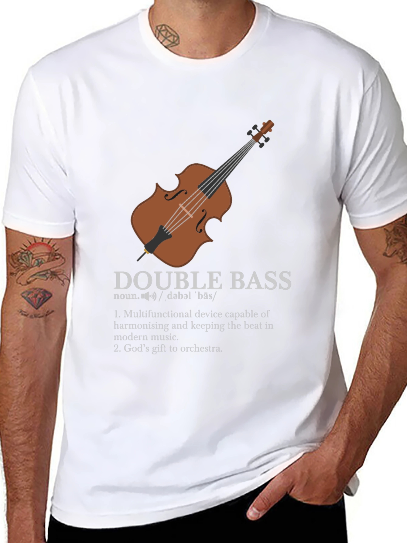 Black Double Bass Definition Graphic T-Shirt view 8