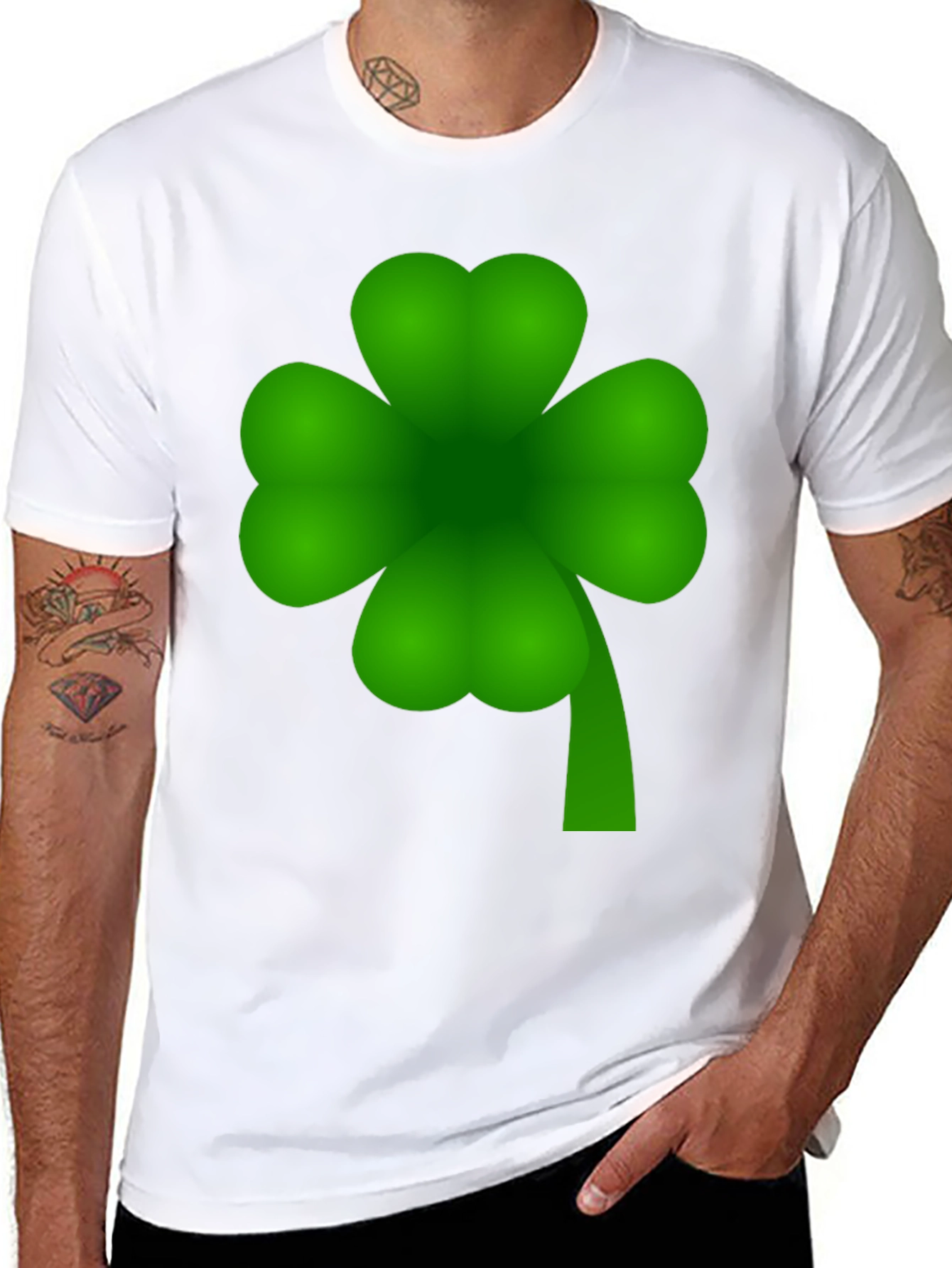Lucky Four-Leaf Clover Graphic T-Shirt - 8