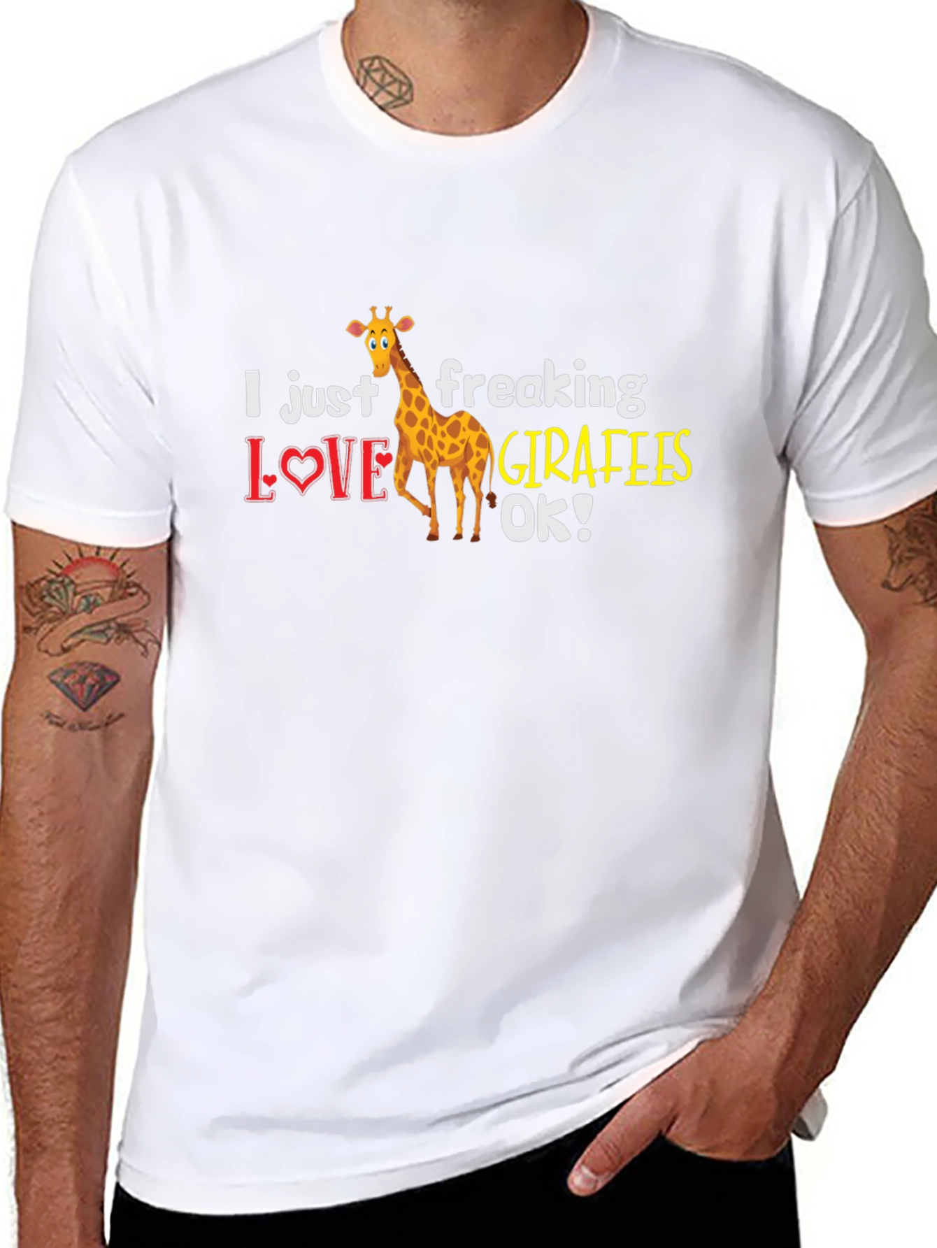 Black I Just Freaking Love Giraffes T-Shirt view 8