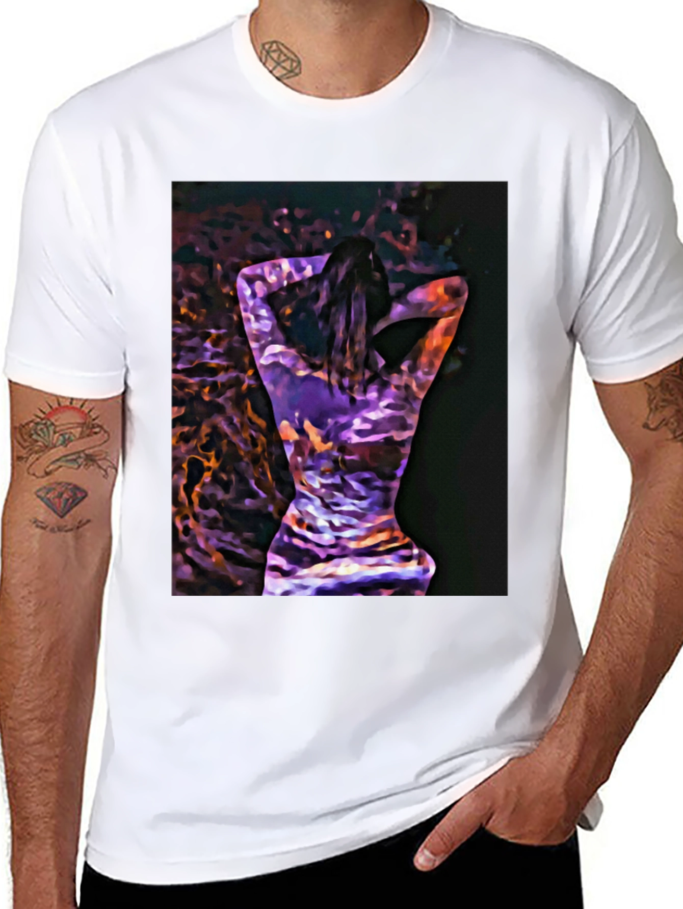 Black Abstract Woman Art Black T-Shirt view 8