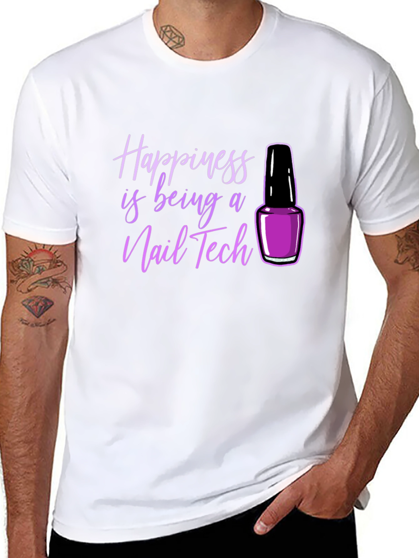 Black Happiness Nail Tech T-Shirt view 8