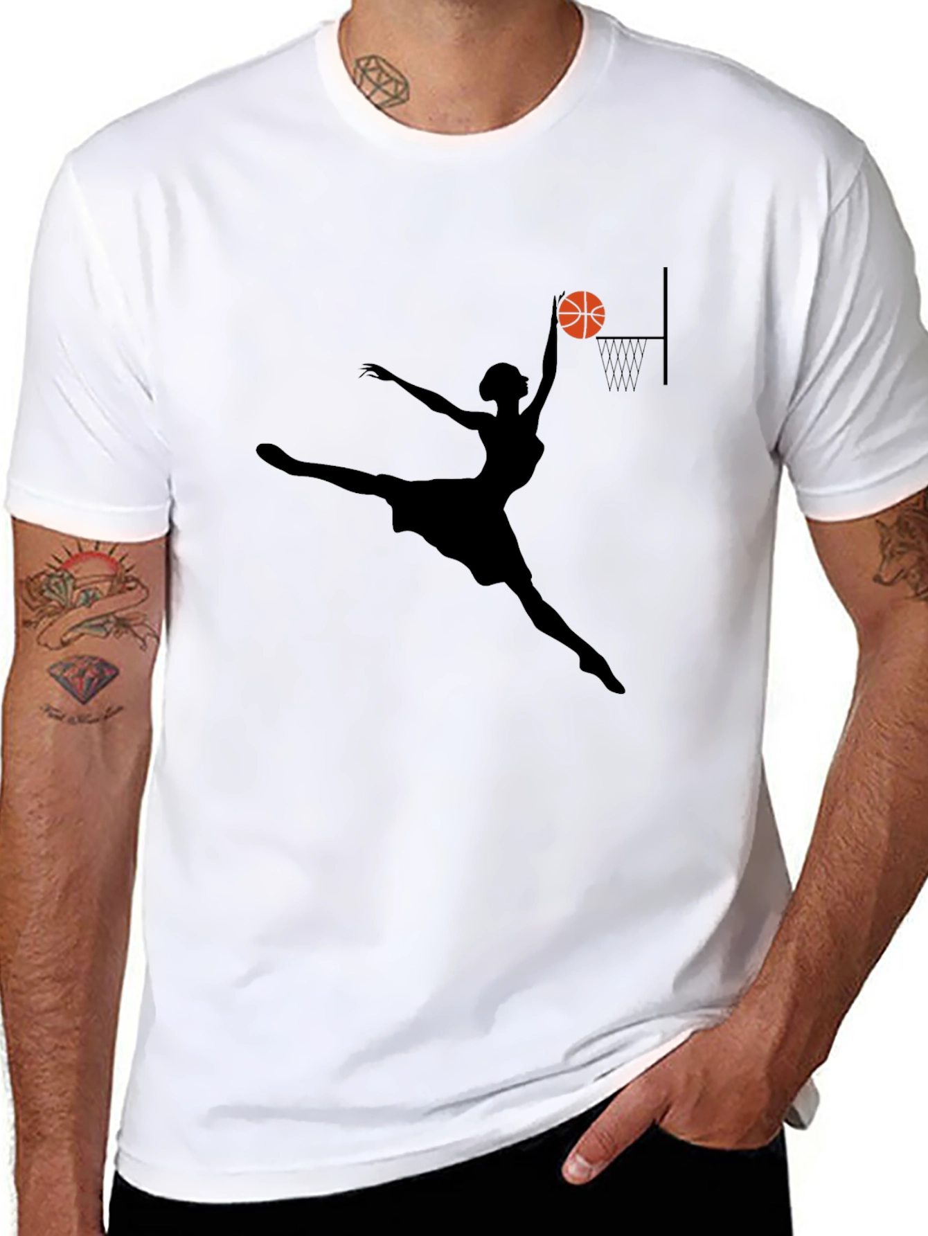 Basketball Silhouette Graphic T-Shirt - 8
