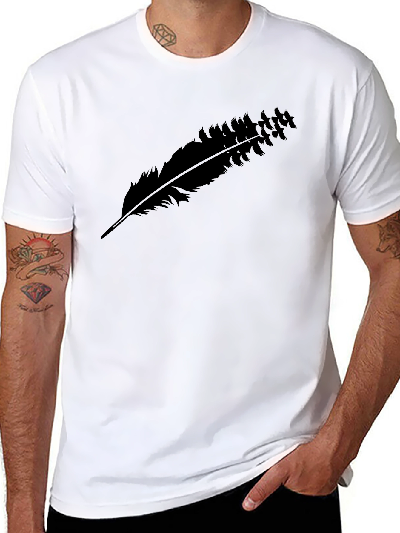 Black Black Feather Graphic Tee - Casual Comfort view 8