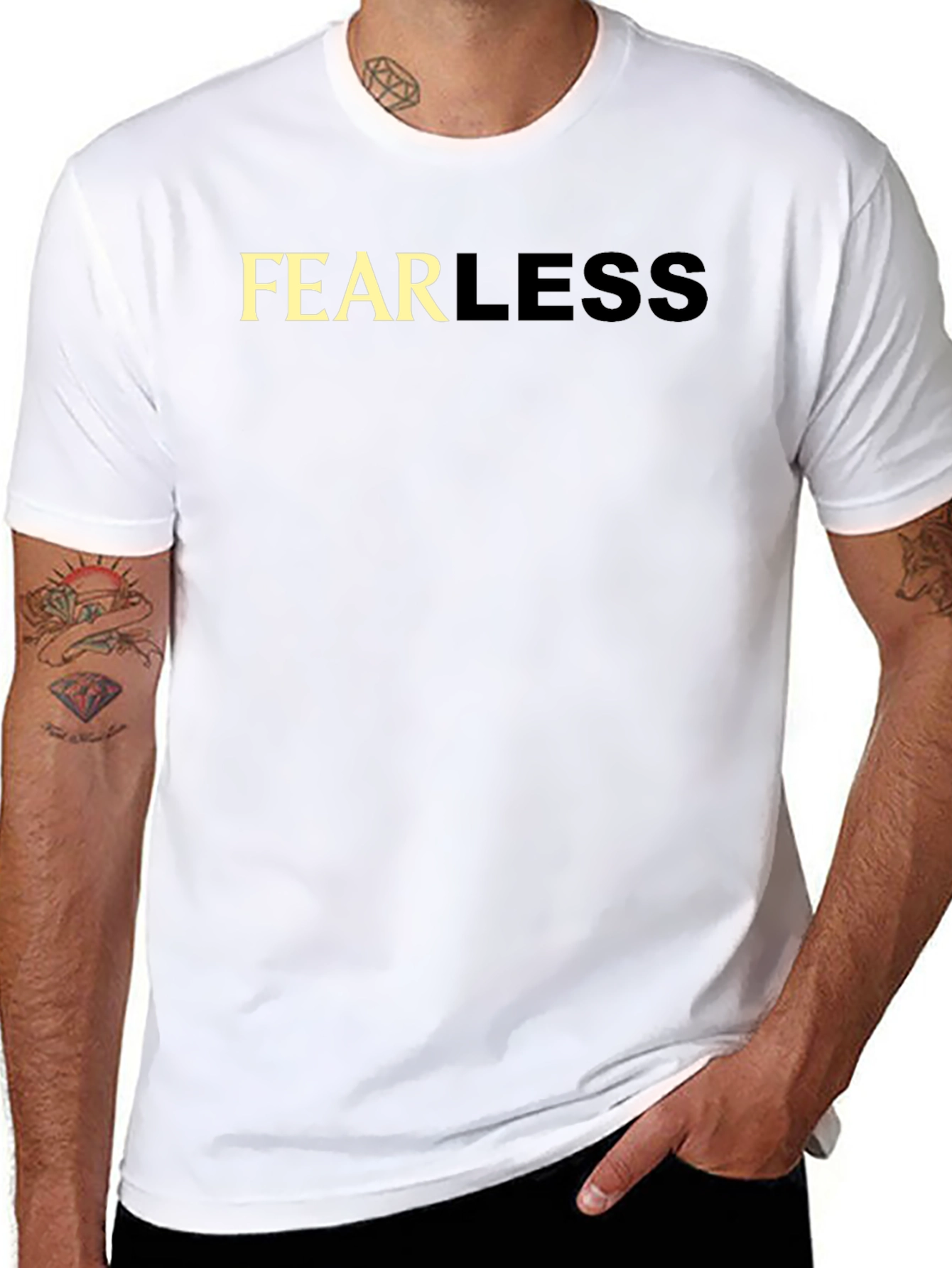 Black Fearless Graphic Tee - Black Cotton Casual T-Shirt view 8