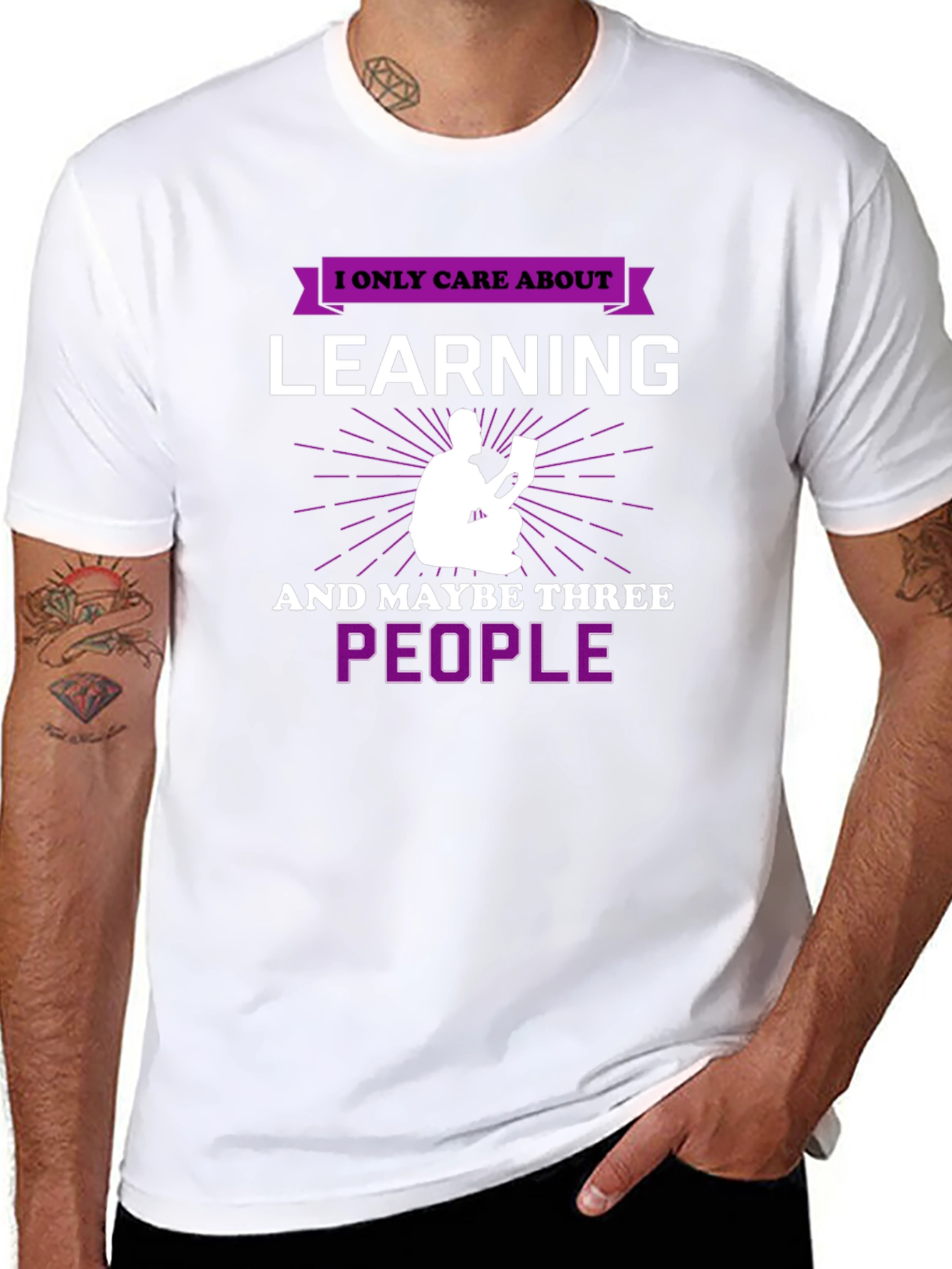 Black I Only Care About Learning T-Shirt view 8