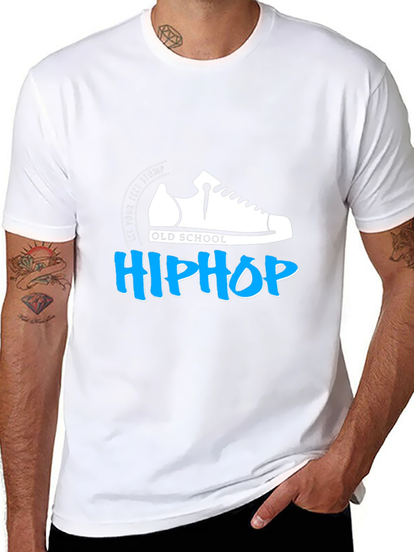 Black Old School Hip Hop Graphic T-Shirt - Black Cotton Tee view 8