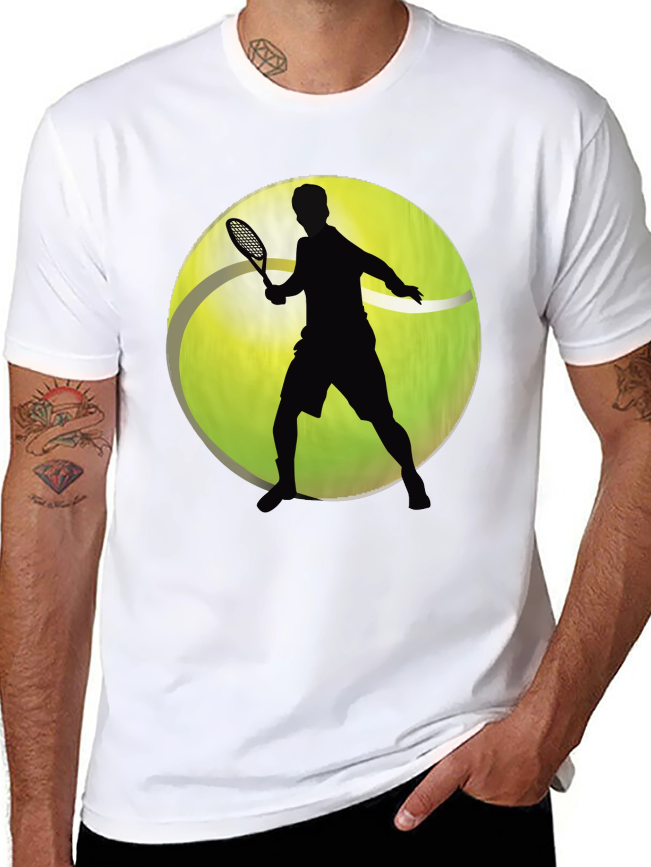 Tennis Player Graphic T-Shirt - Sporty Black Tee - 8