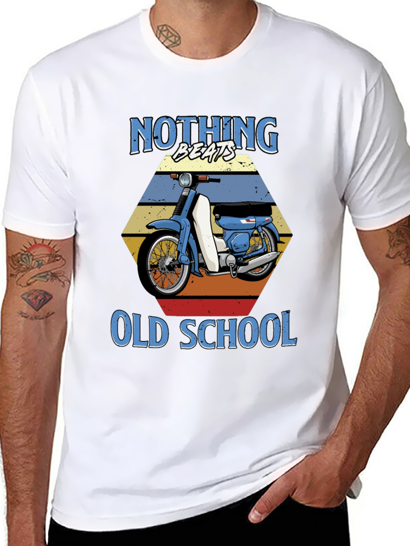 Black Nothing Beats Old School Motorcycle T-Shirt view 8