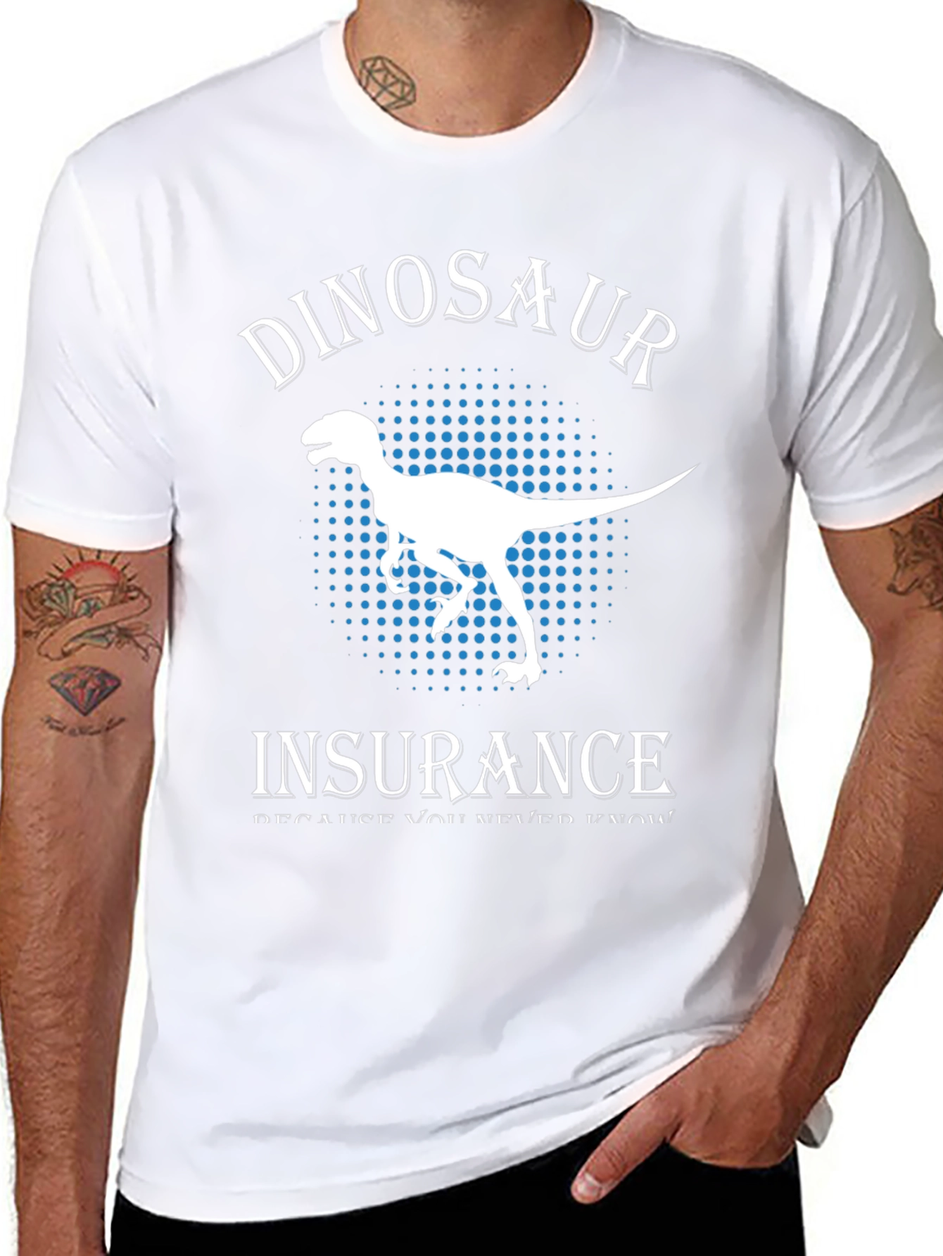 Black Dinosaur Insurance T-Shirt - Funny Graphic Tee view 8