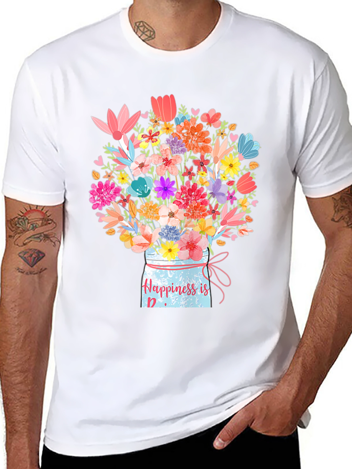 Black Floral Happiness Jar T-Shirt view 8