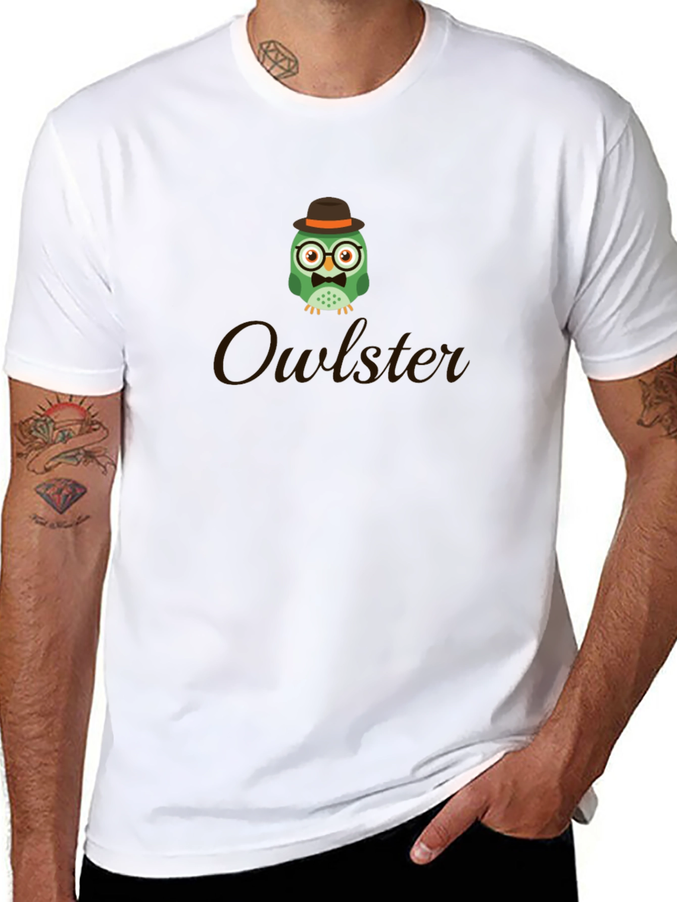Black Owlster Graphic Tee - Cool Men's Black T-Shirt view 8