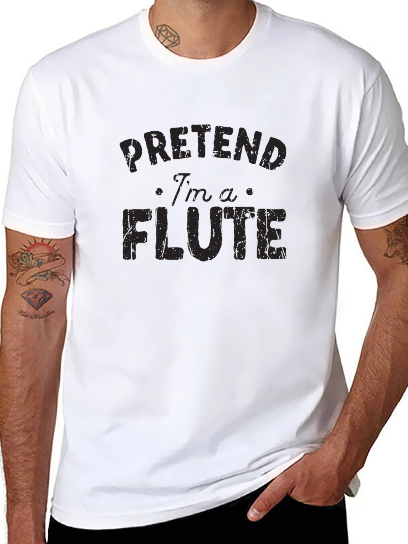 Black Pretend I'm A Flute Black Graphic Tee view 8