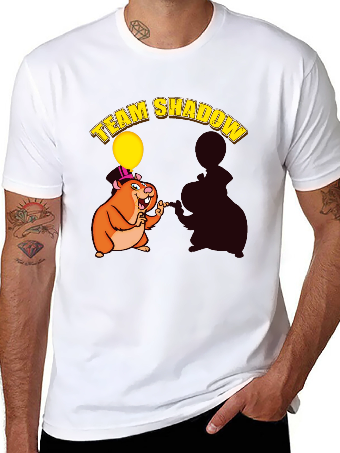 Black Team Shadow T-Shirt - Cute Hamster Design view 8