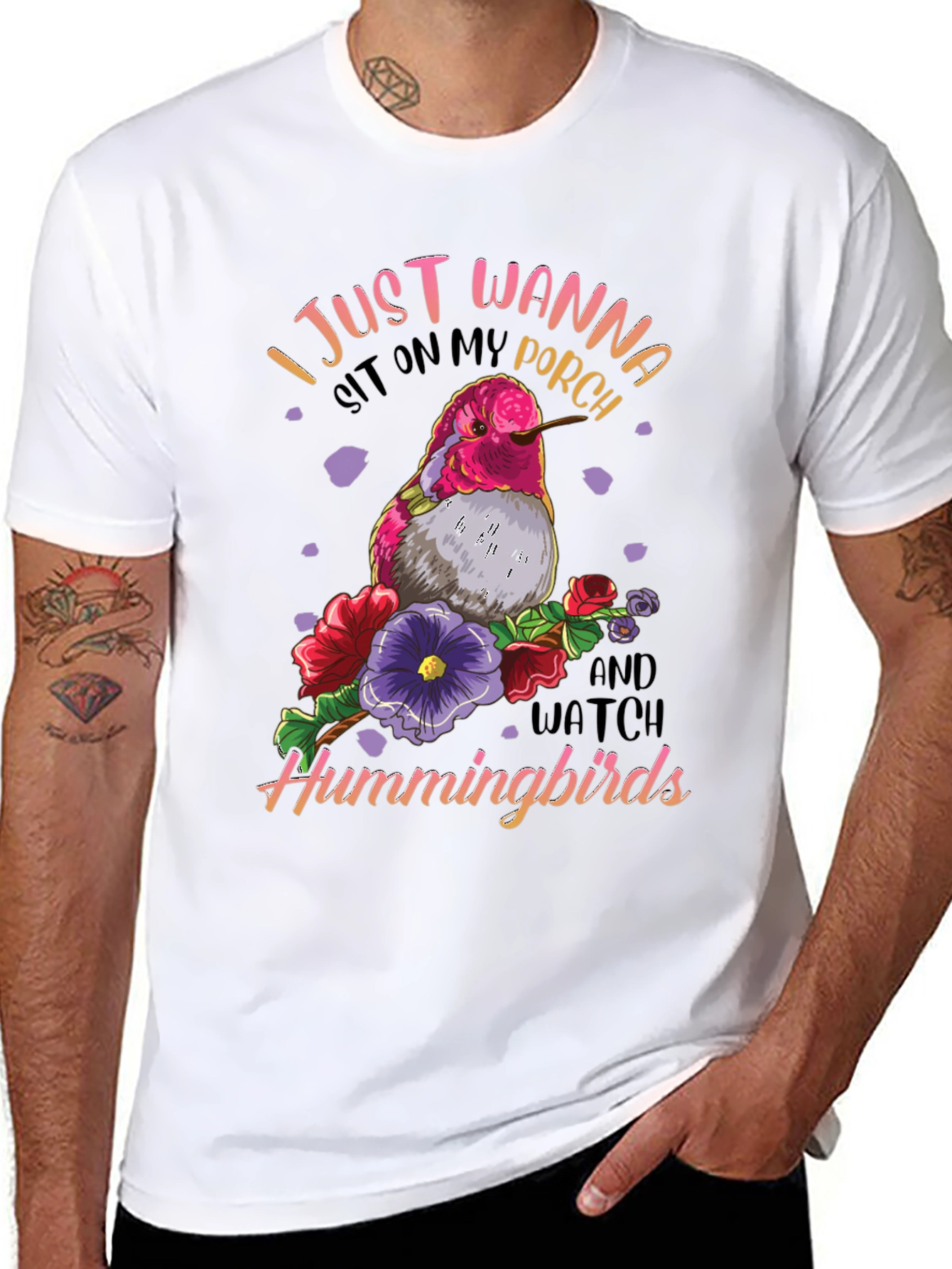 Black Hummingbird Graphic T-Shirt - Porch Sitting Tee view 8