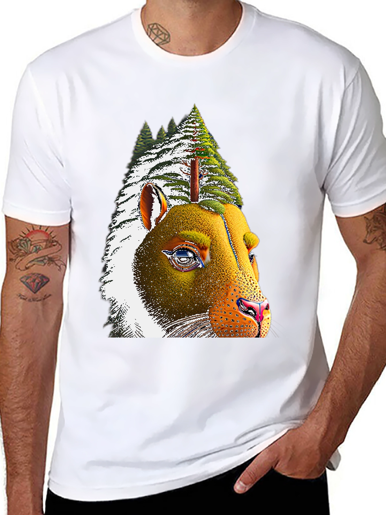 Black Pine Tree Bear T-Shirt - Unique Graphic Tee view 8