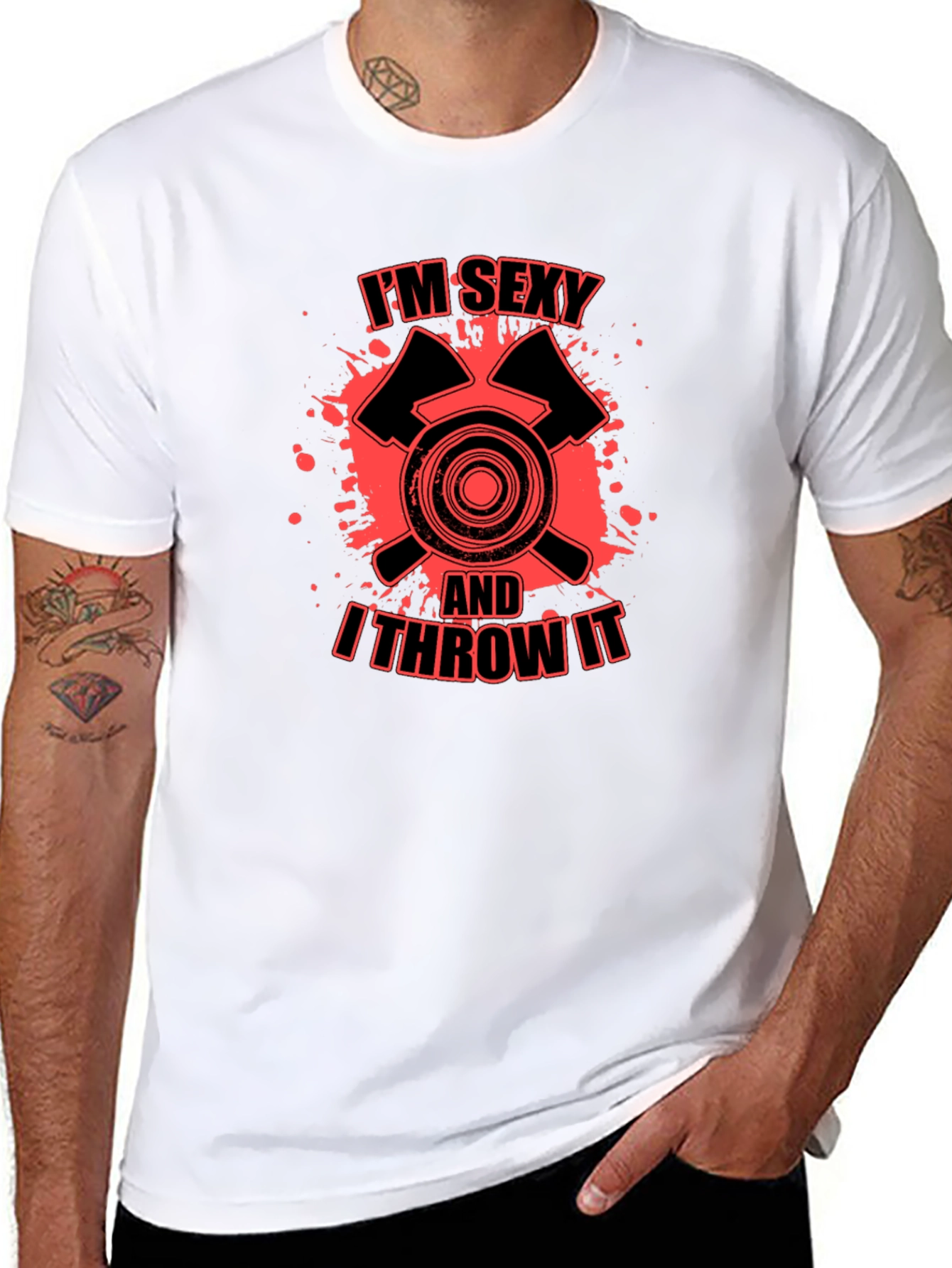 Black I'm Sexy And I Throw It Axe Throwing T-Shirt view 8