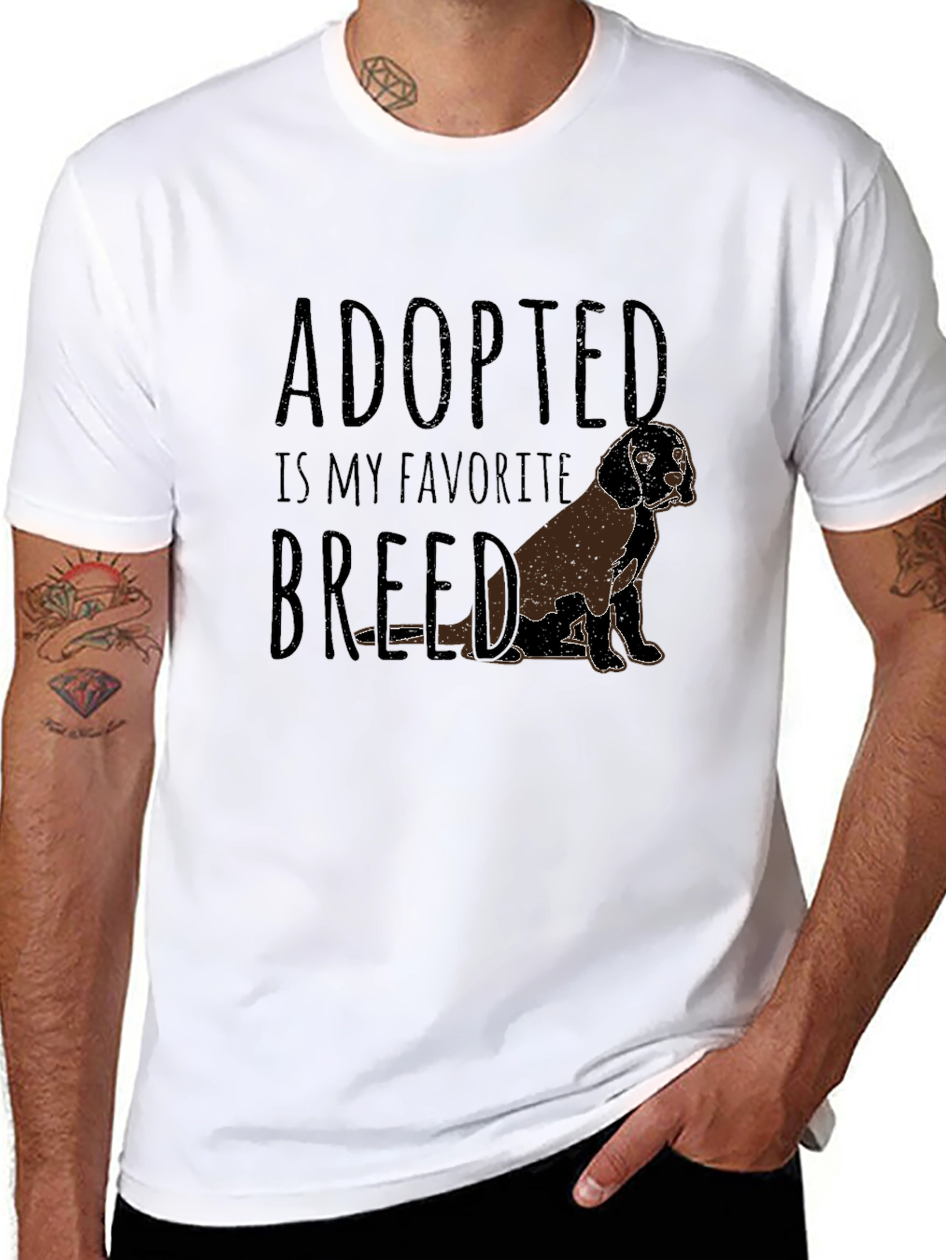 Black Adopted is My Favorite Breed T-Shirt view 8