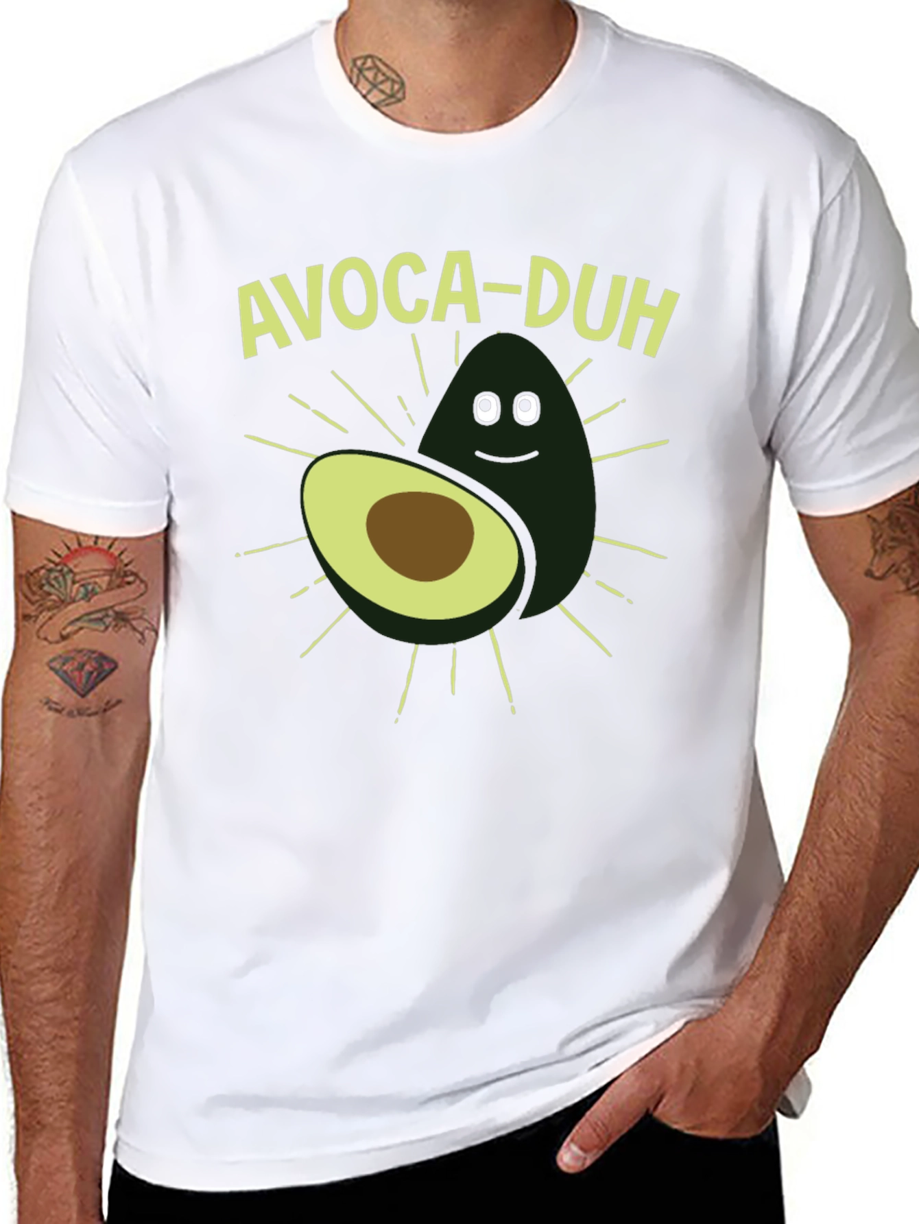 Black Avoca-duh Funny Avocado Graphic T-Shirt view 8