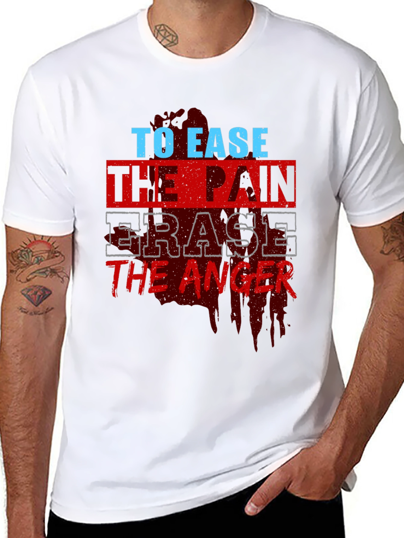 Black To Ease the Pain Men's Black Graphic T-Shirt view 8