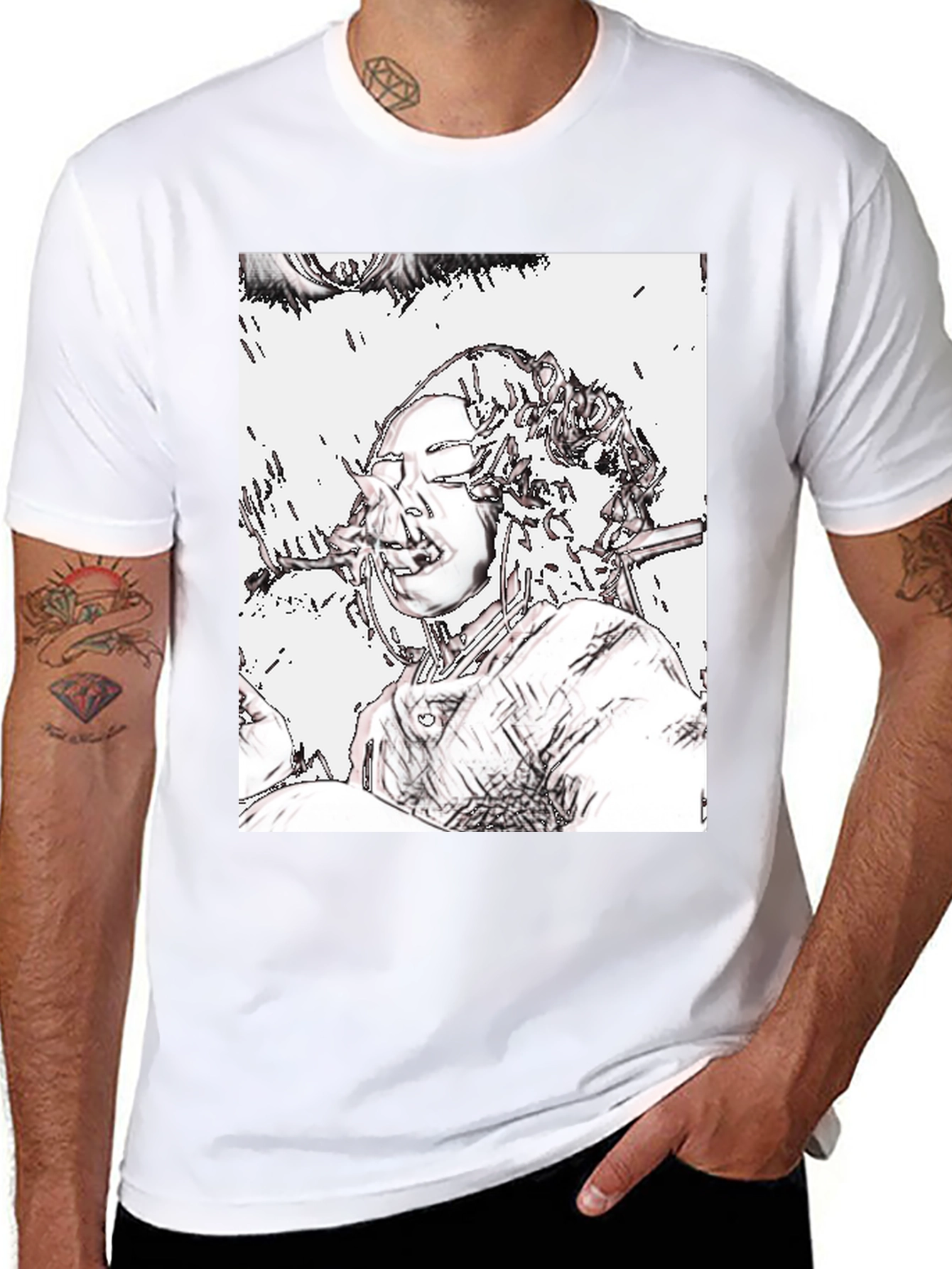 Black Edgy Graphic Tee - Unique Artistic Design view 8