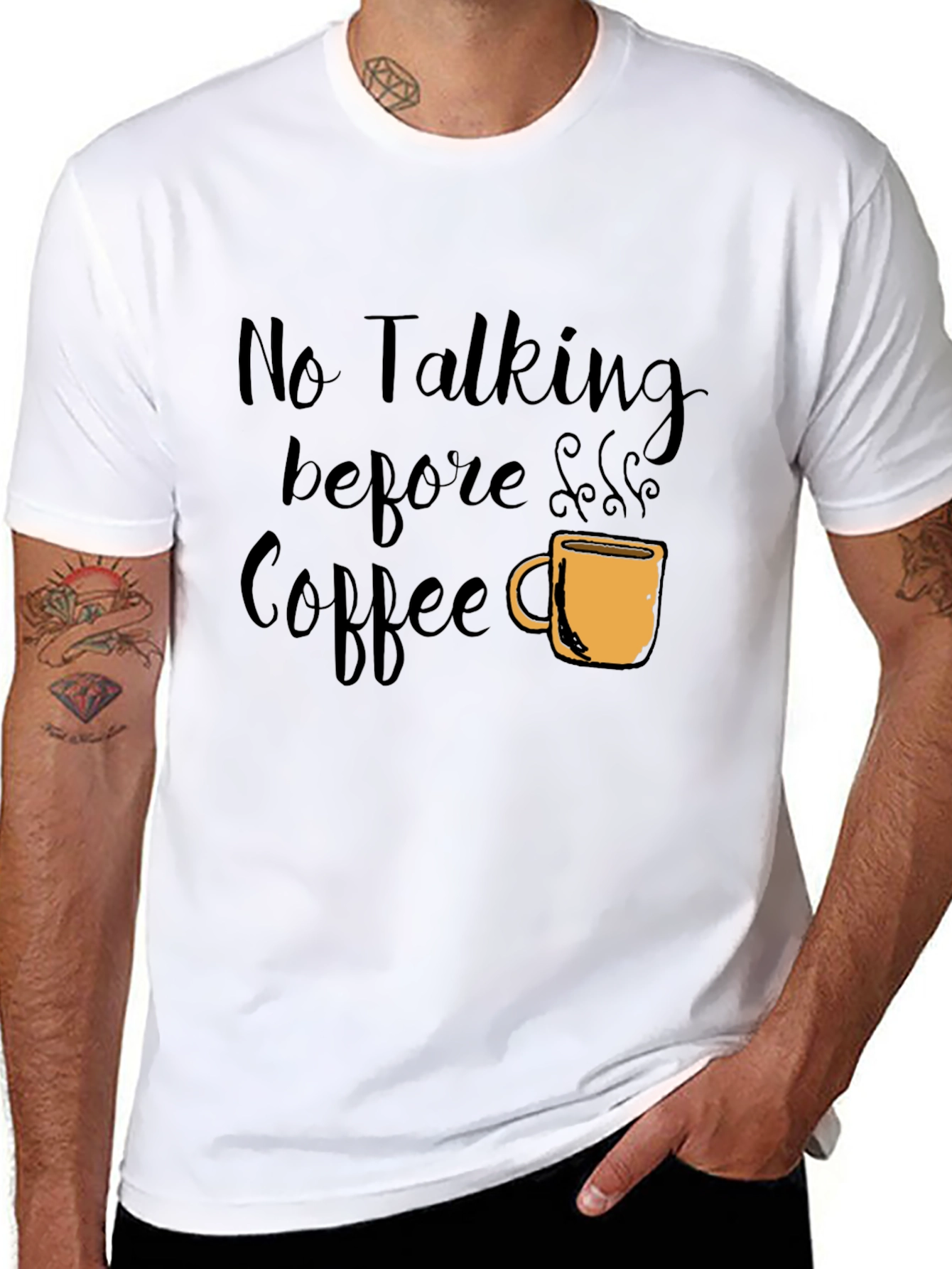 Black No Talking Before Coffee Graphic Tee - Black view 8