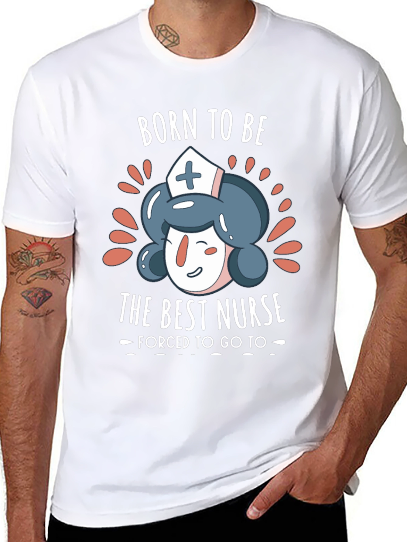 Black Born to Be The Best Nurse T-Shirt view 8