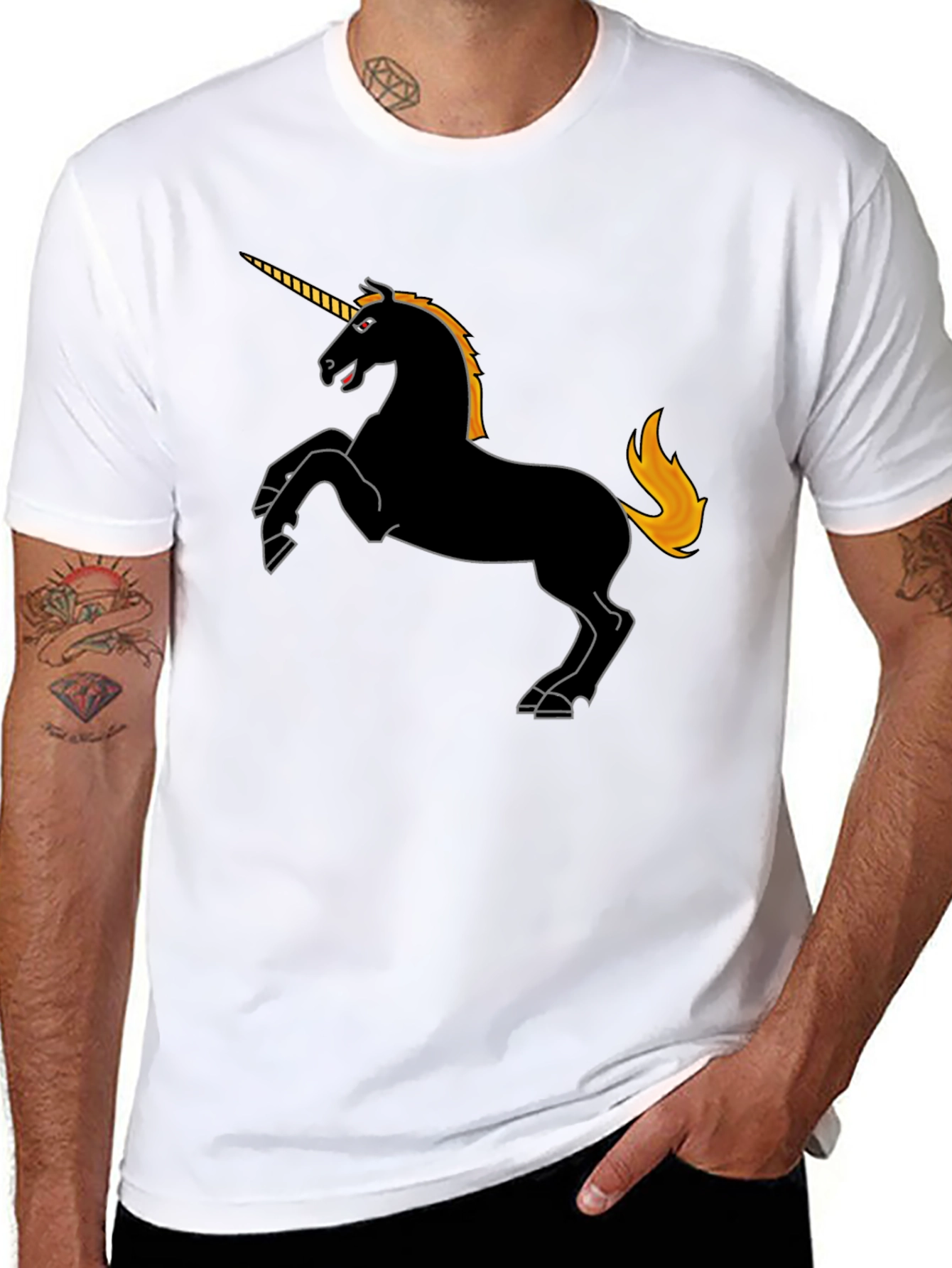 Black Black Unicorn Graphic Tee - Stylish Men's T-Shirt view 8