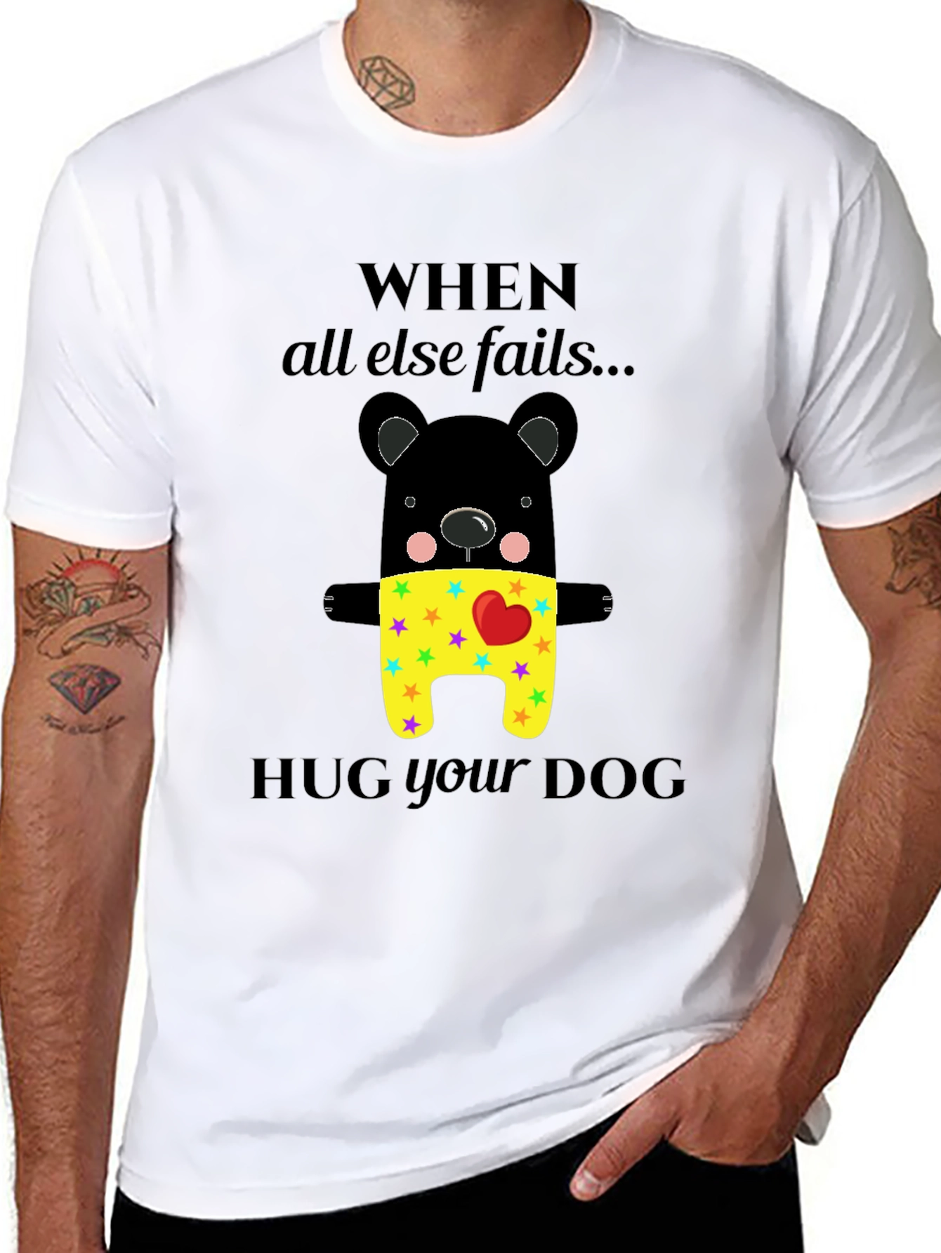 Black When All Else Fails Hug Your Dog T-Shirt view 8