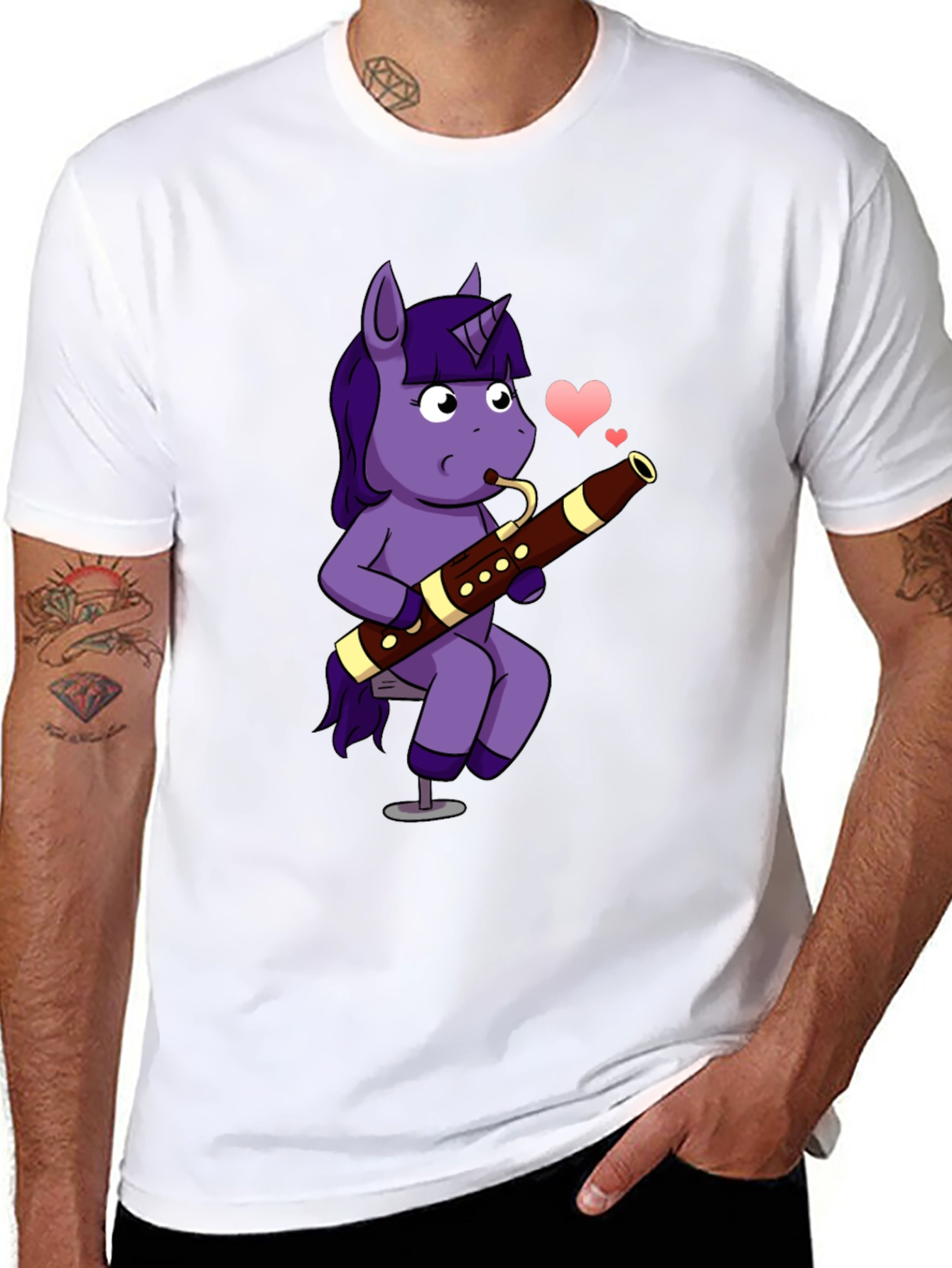 Black Unicorn Bassoon T-Shirt - Musical Cartoon Tee view 8