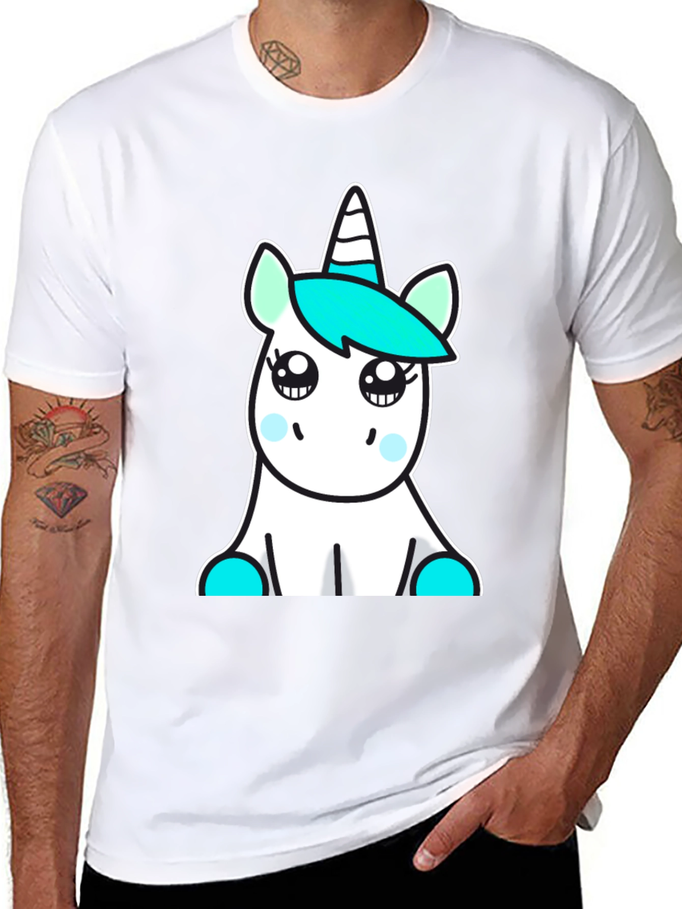 Black Cute Unicorn Graphic Tee - Soft Cotton Blend view 8