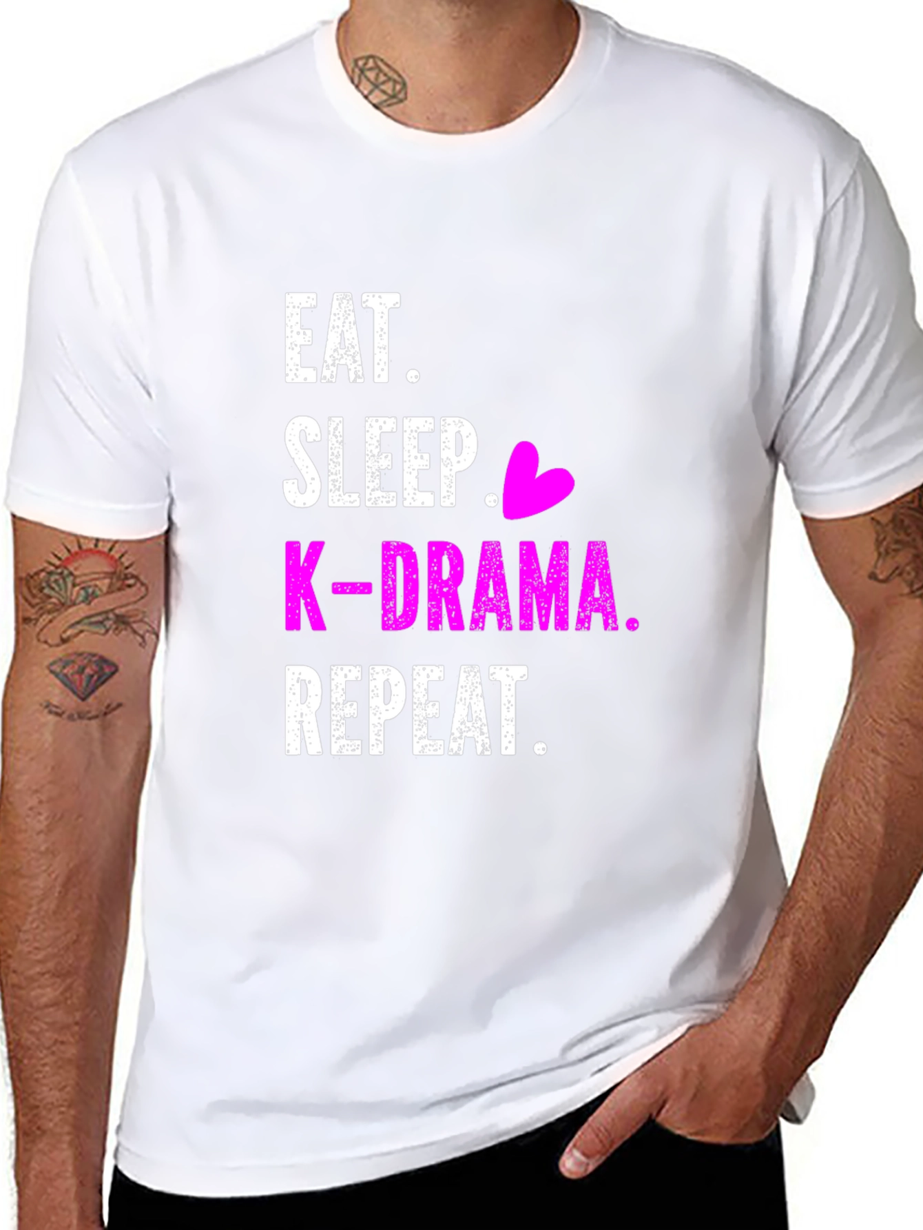 Eat Sleep K-Drama Repeat Black T-Shirt - 8