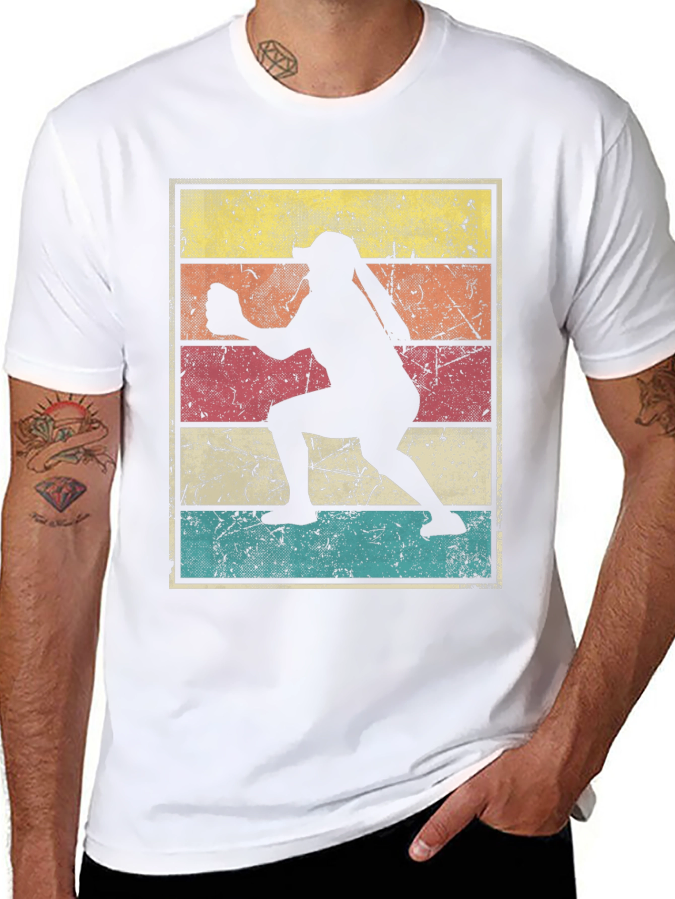 Black Vintage Softball Player T-Shirt view 8