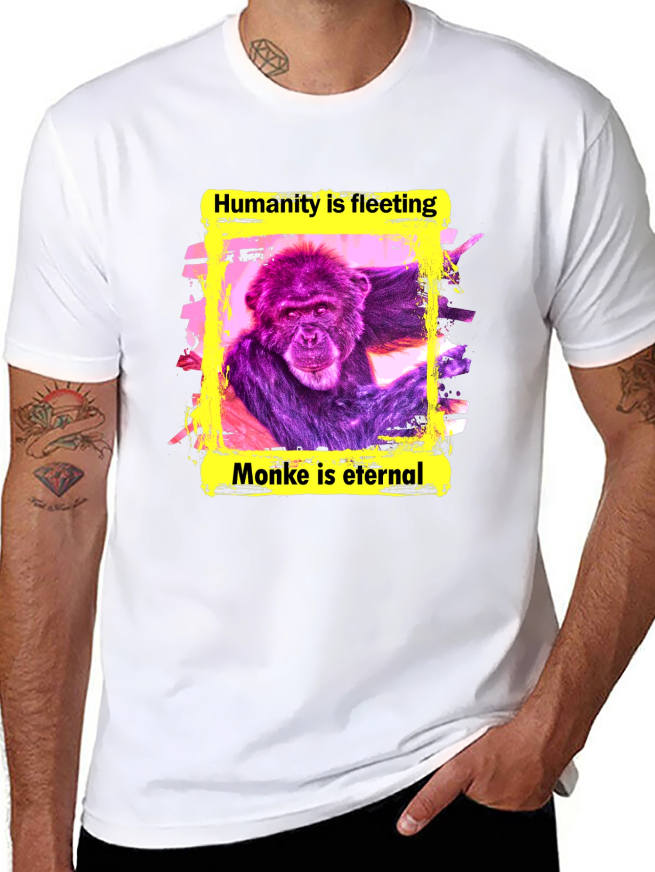 Black Monke is Eternal T-Shirt - Funny Ape Graphic Tee view 8