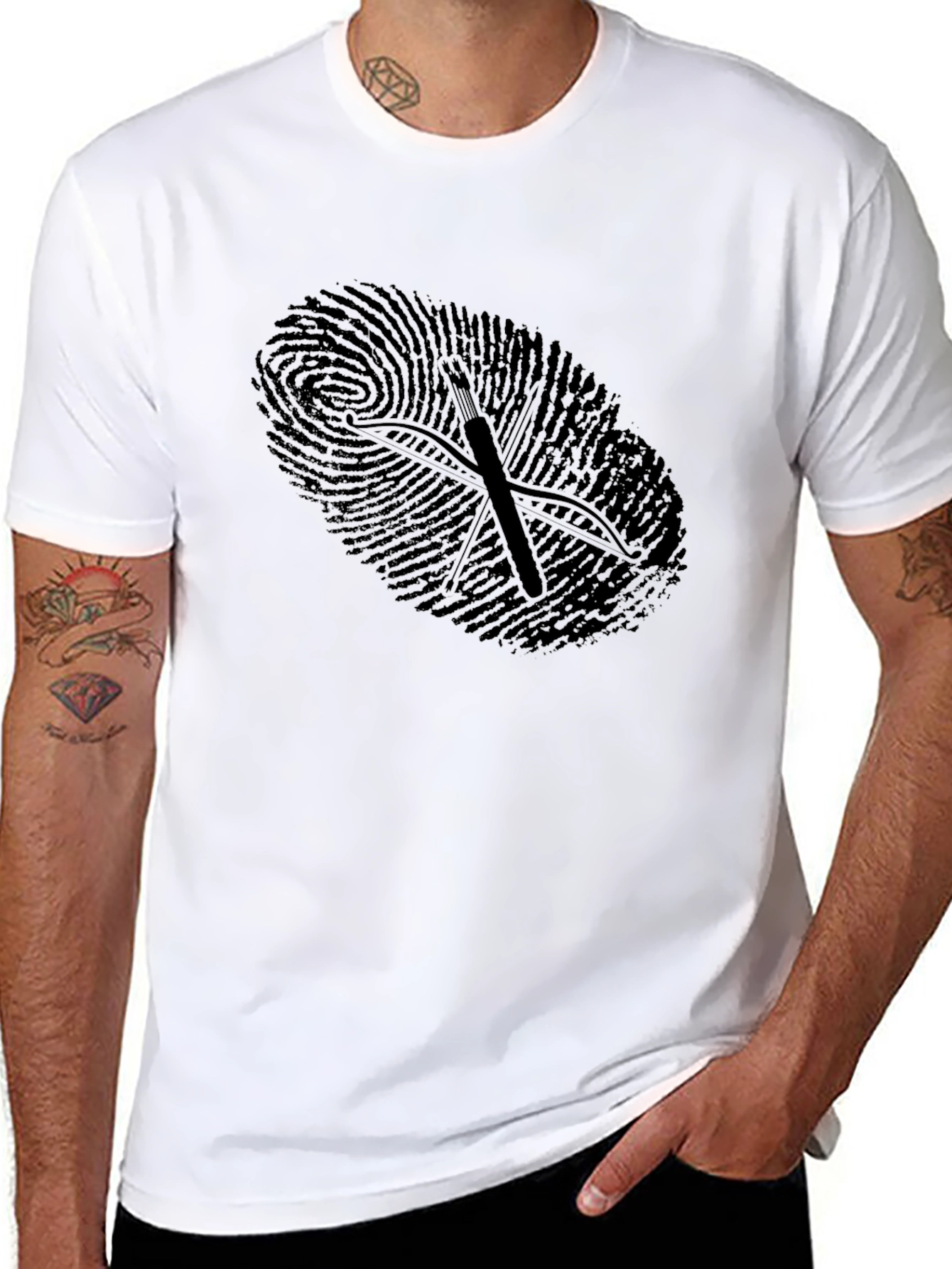 Black Black Fingerprint Archer T-Shirt view 8
