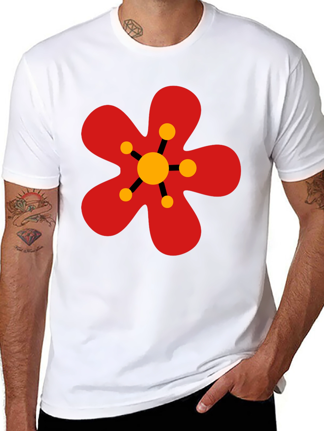 Black Retro Flower Power Graphic Tee - Black view 8