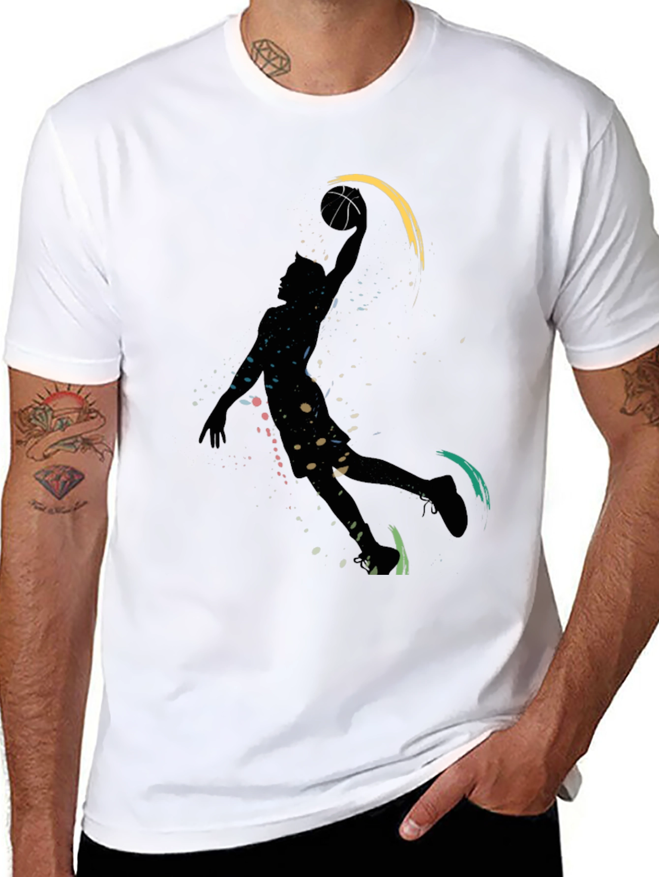Black Basketball Silhouette Graphic T-Shirt view 8