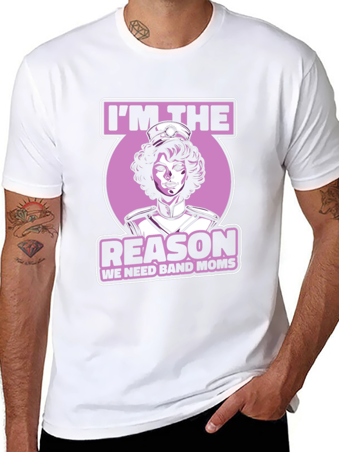 Black Band Mom Graphic T-Shirt - Reason We Need Band Moms view 8