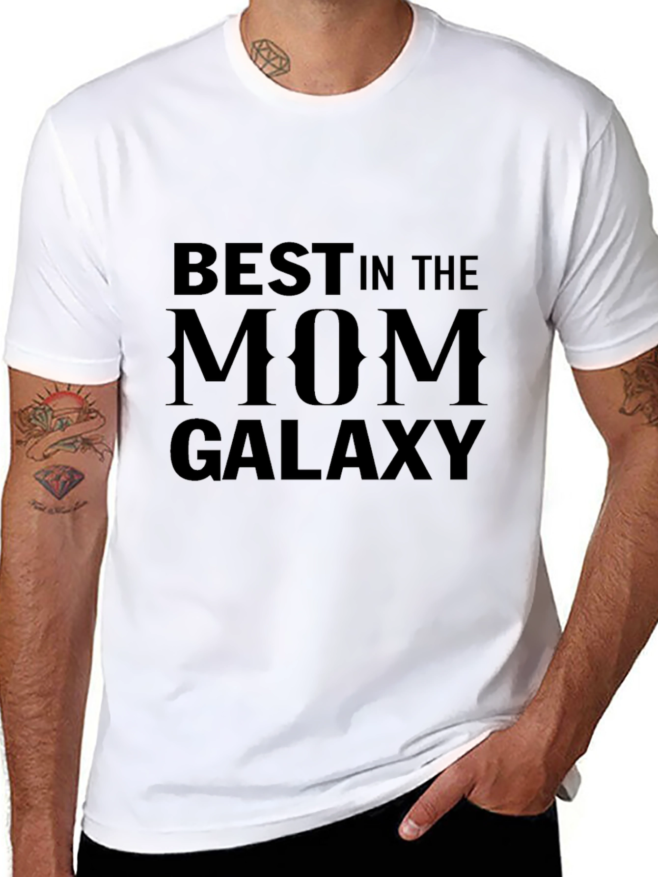 Black Best in the Mom Galaxy Black Graphic T-Shirt view 8