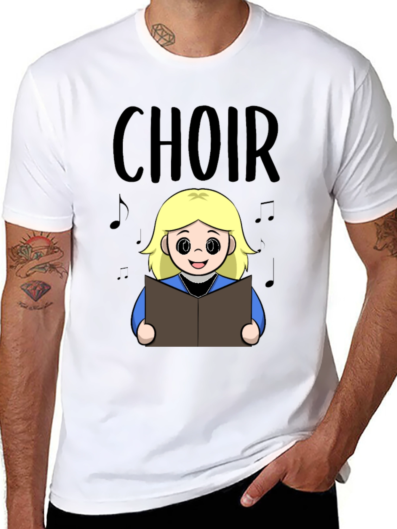 Black Choir Girl Cartoon T-Shirt view 8